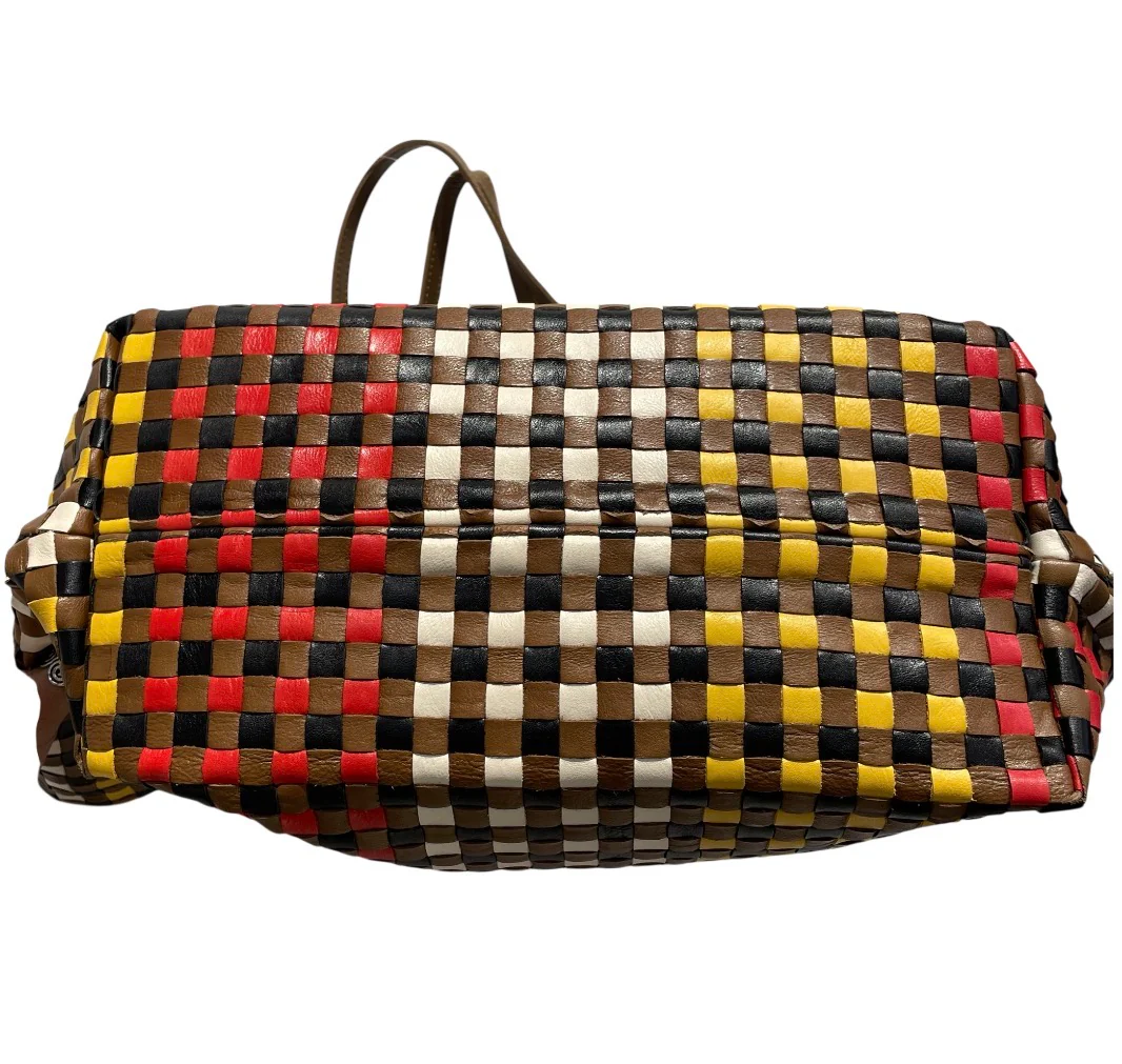 Clare V./Tote Bag/Plaid/Leather/MLT/