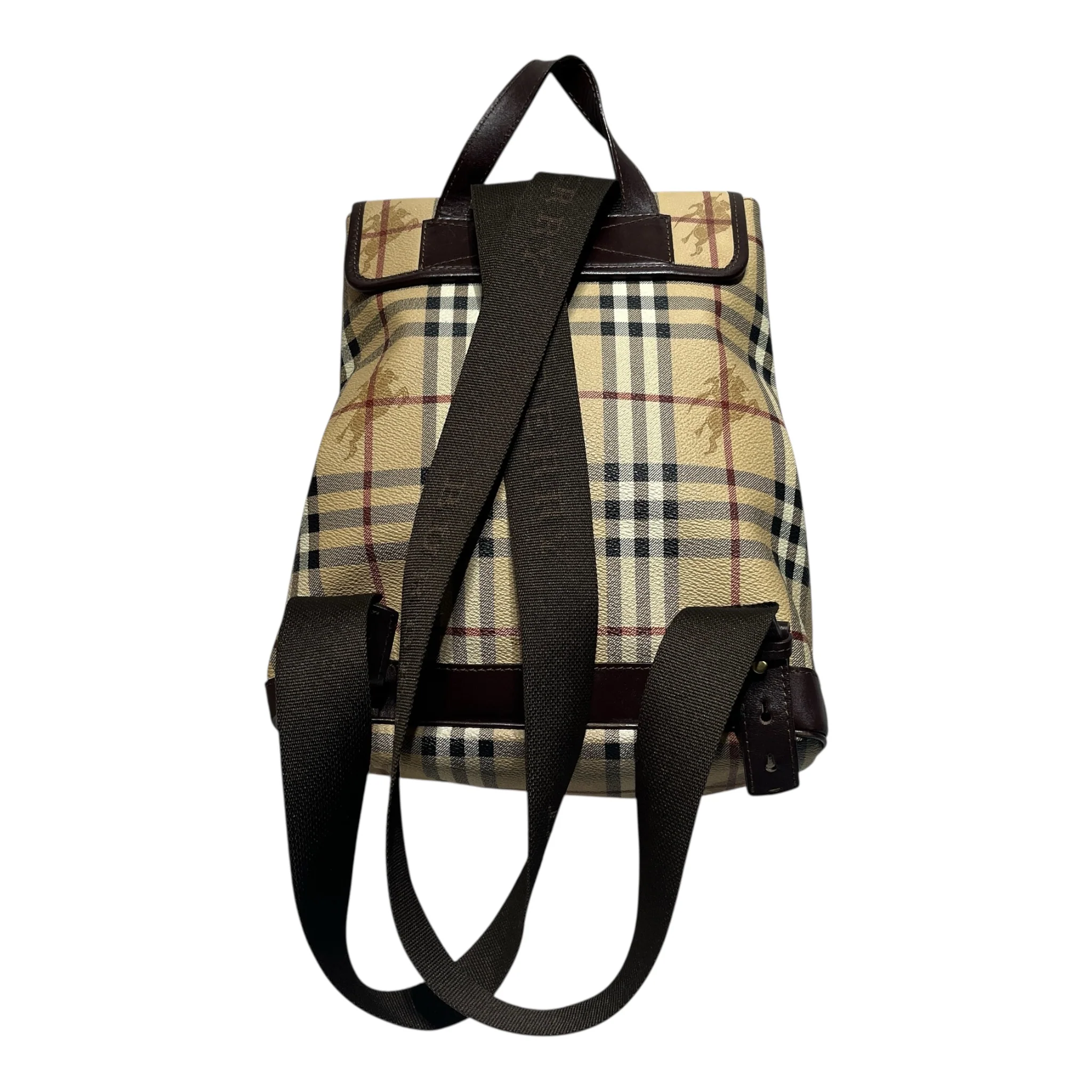 BURBERRY LONDON/Backpack/Plaid/Leather/KHK/Haymarket Check Backpack