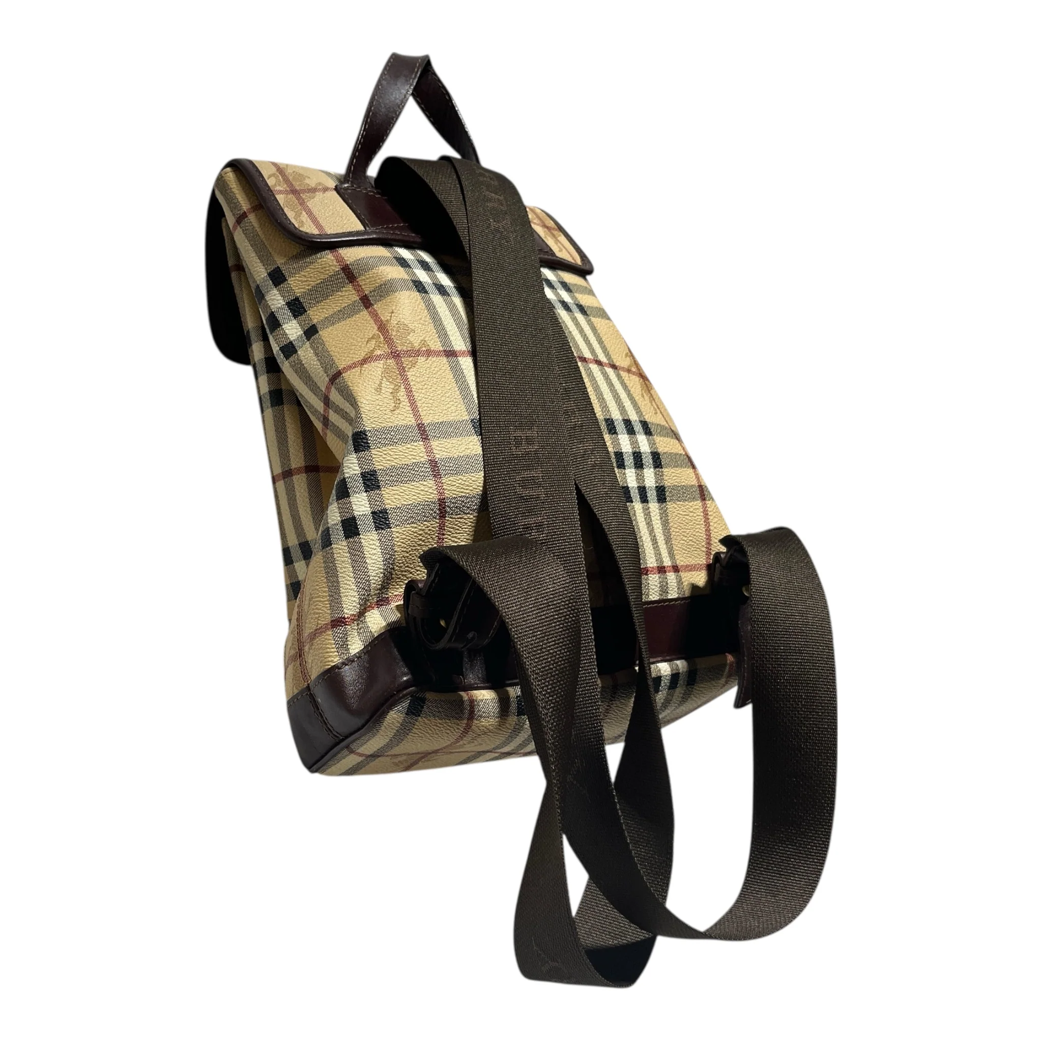 BURBERRY LONDON/Backpack/Plaid/Leather/KHK/Haymarket Check Backpack