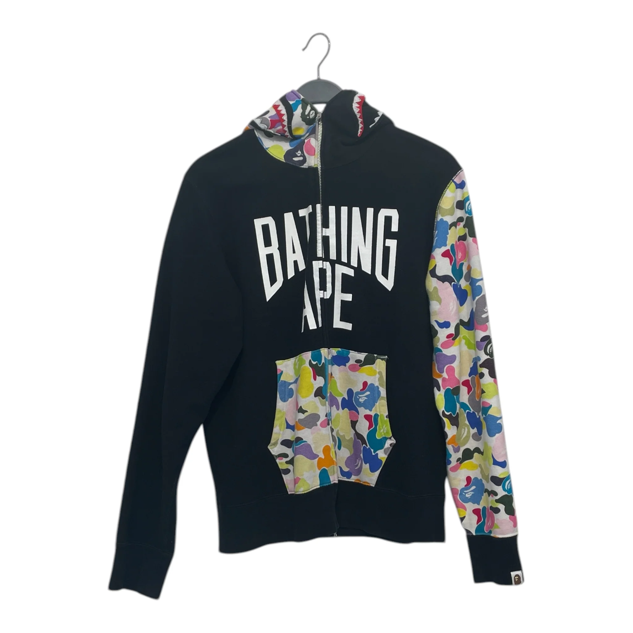 A BATHING APE/Zip Up Hoodie/M/Cotton/BLK/colorful camo/tiger hood