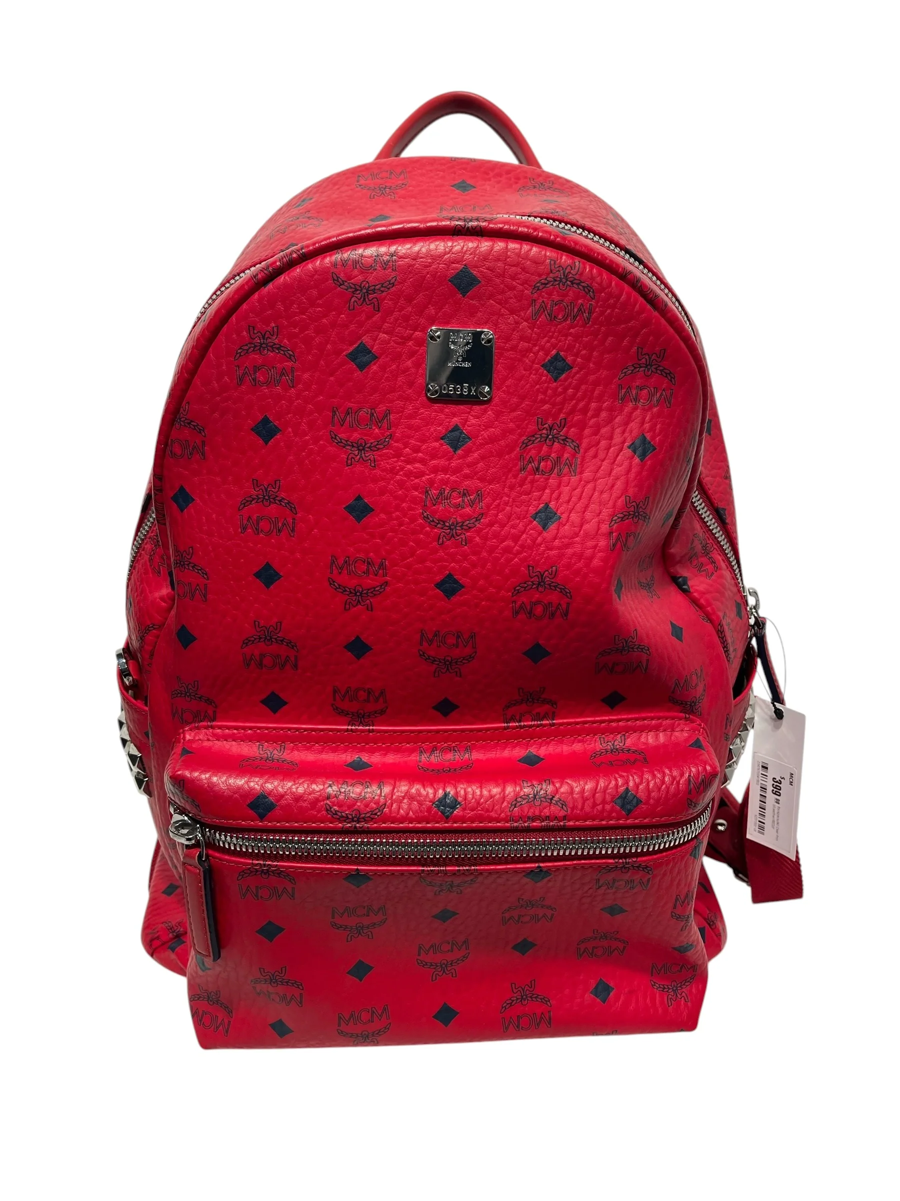 MCM/Backpack/All Over Print/Leather/RED/