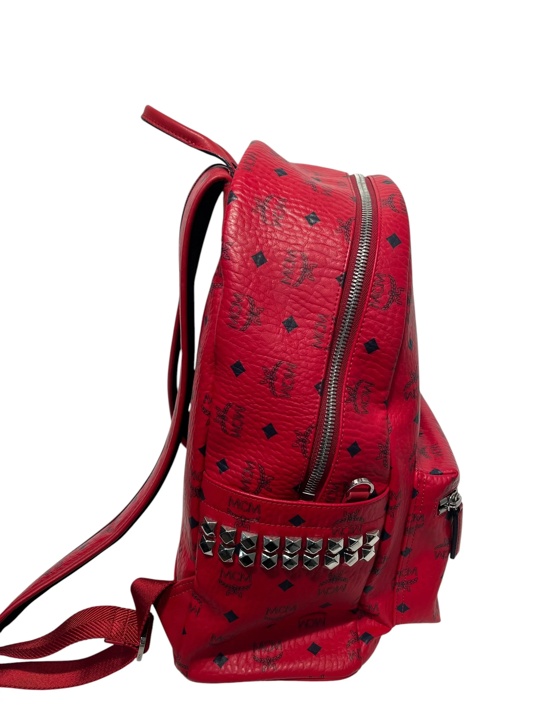 MCM/Backpack/All Over Print/Leather/RED/