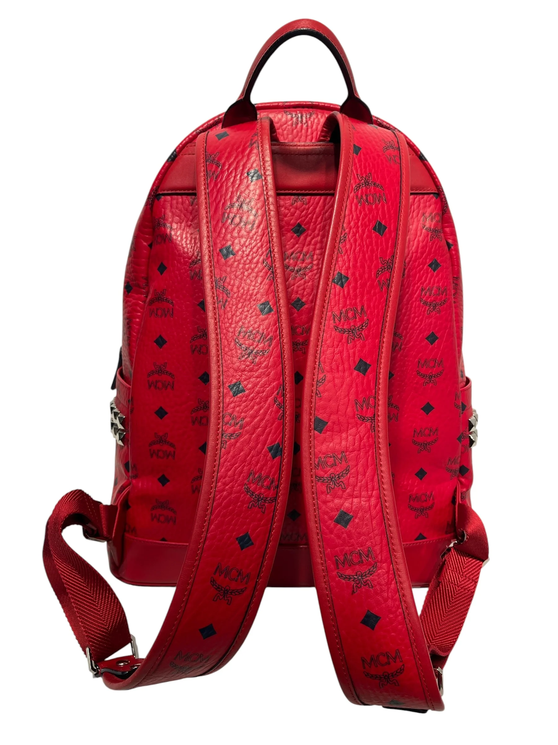 MCM/Backpack/All Over Print/Leather/RED/