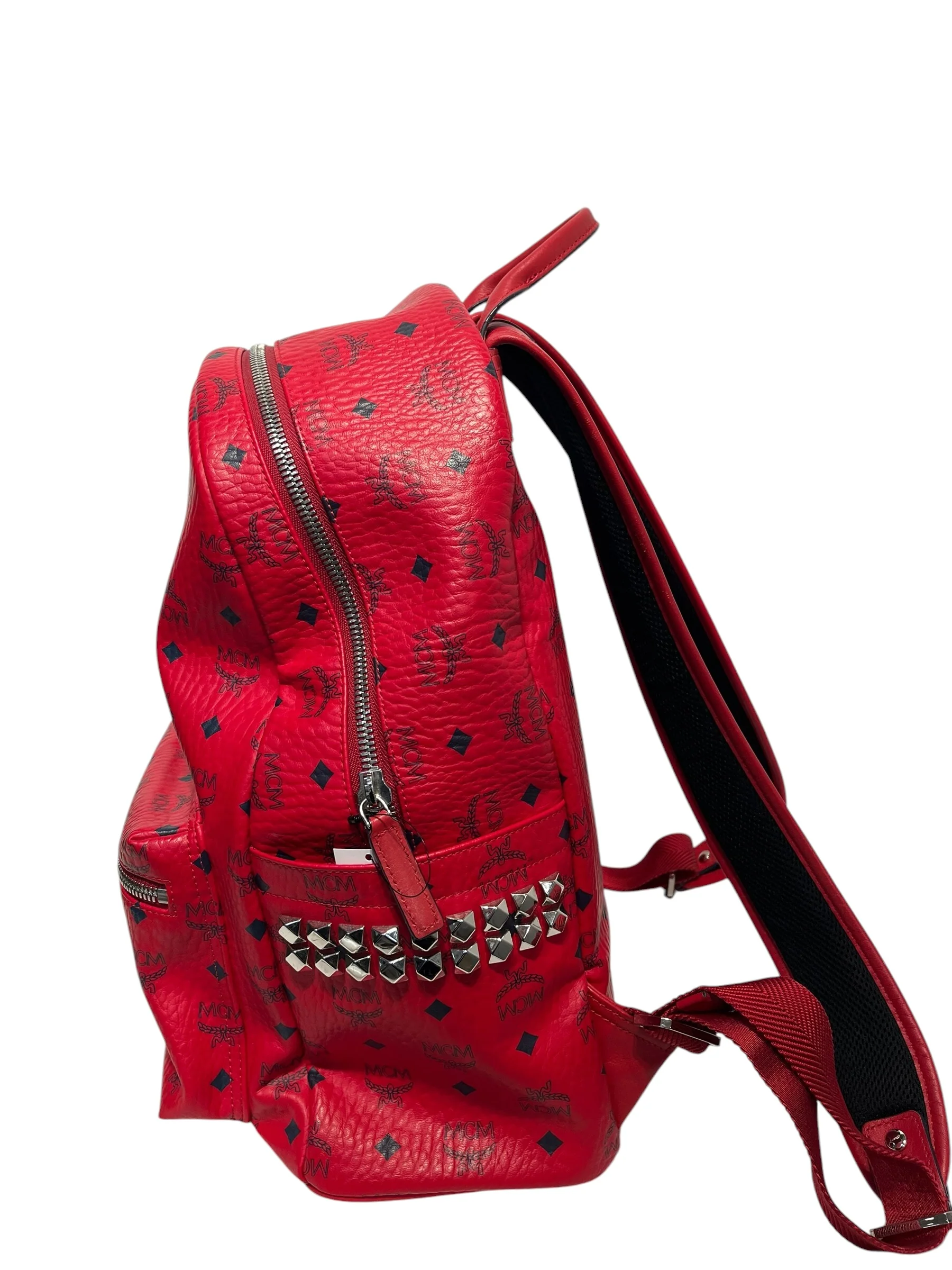MCM/Backpack/All Over Print/Leather/RED/