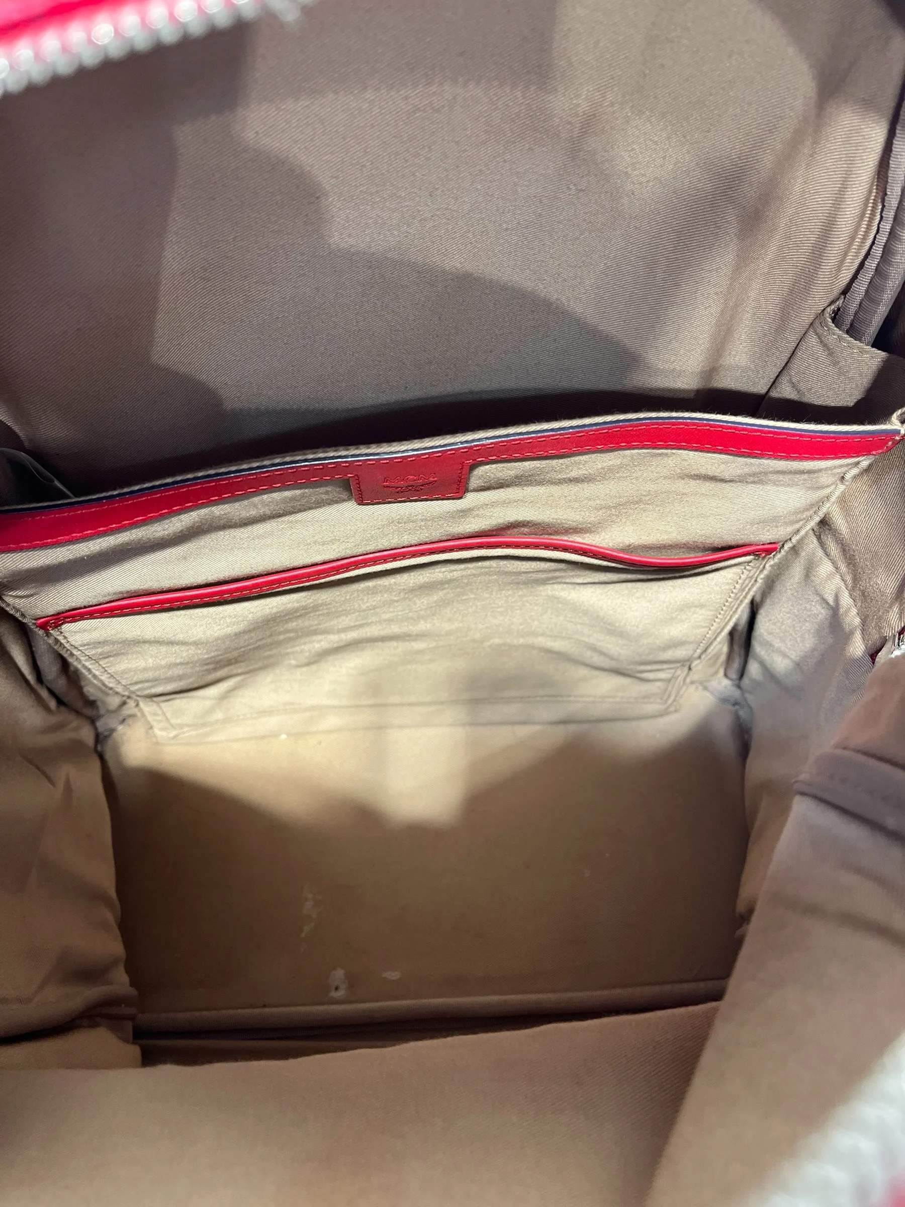MCM/Backpack/All Over Print/Leather/RED/
