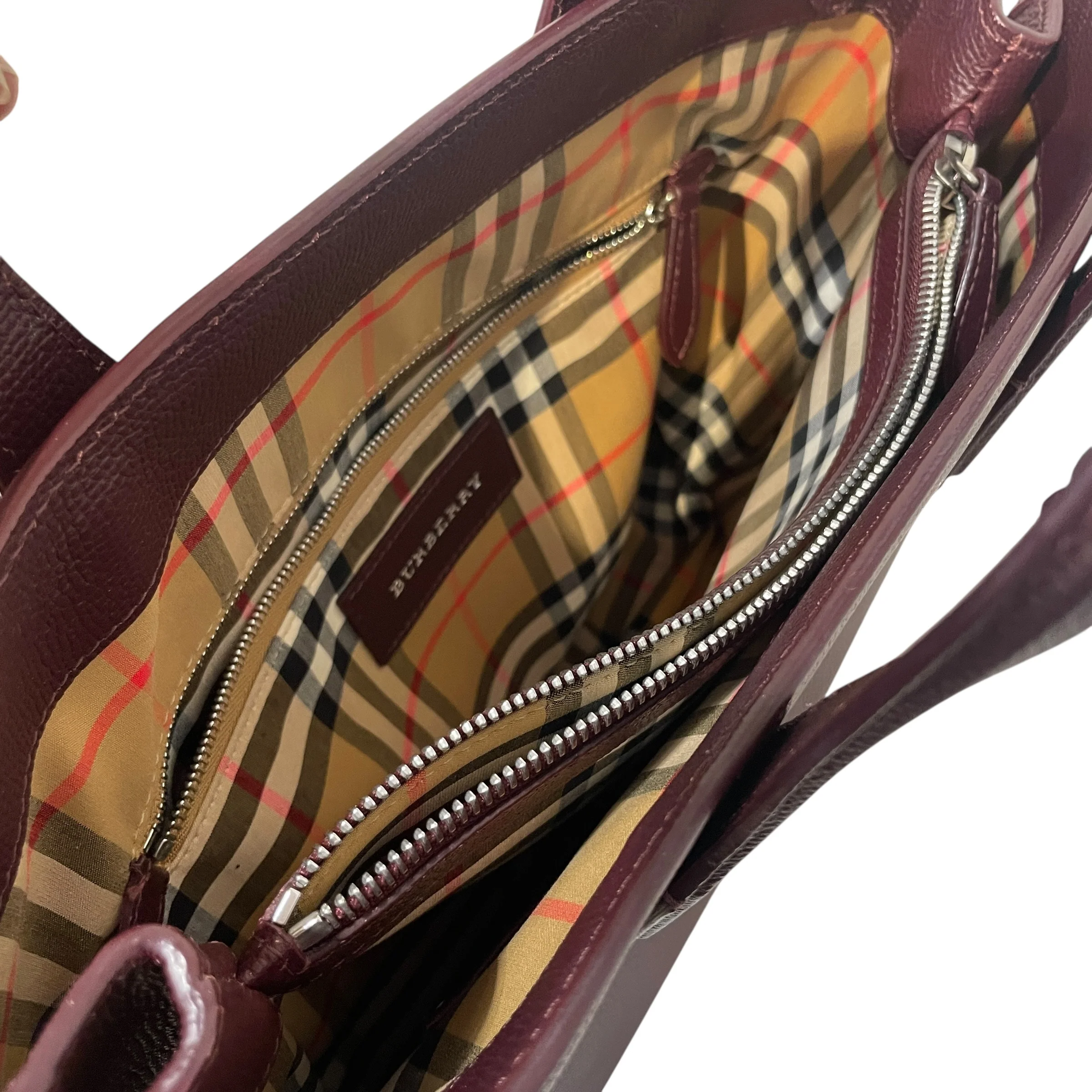 BURBERRY/Hand Bag/Leather/BRD/Derby Calfskin Medium Banner