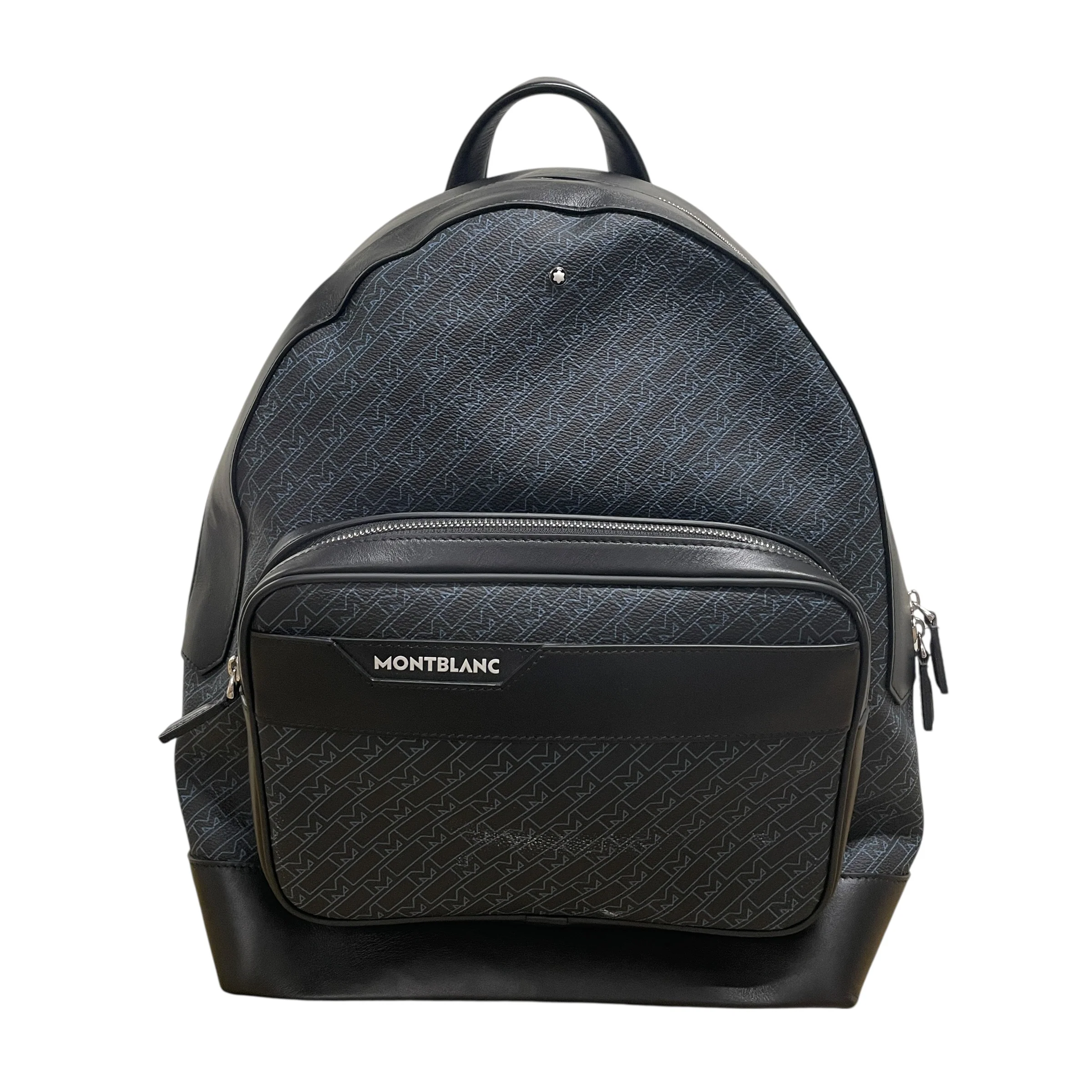 MONTBLANC/Backpack/Monogram/Leather/BLK/BLU M ALLOVER LOGO