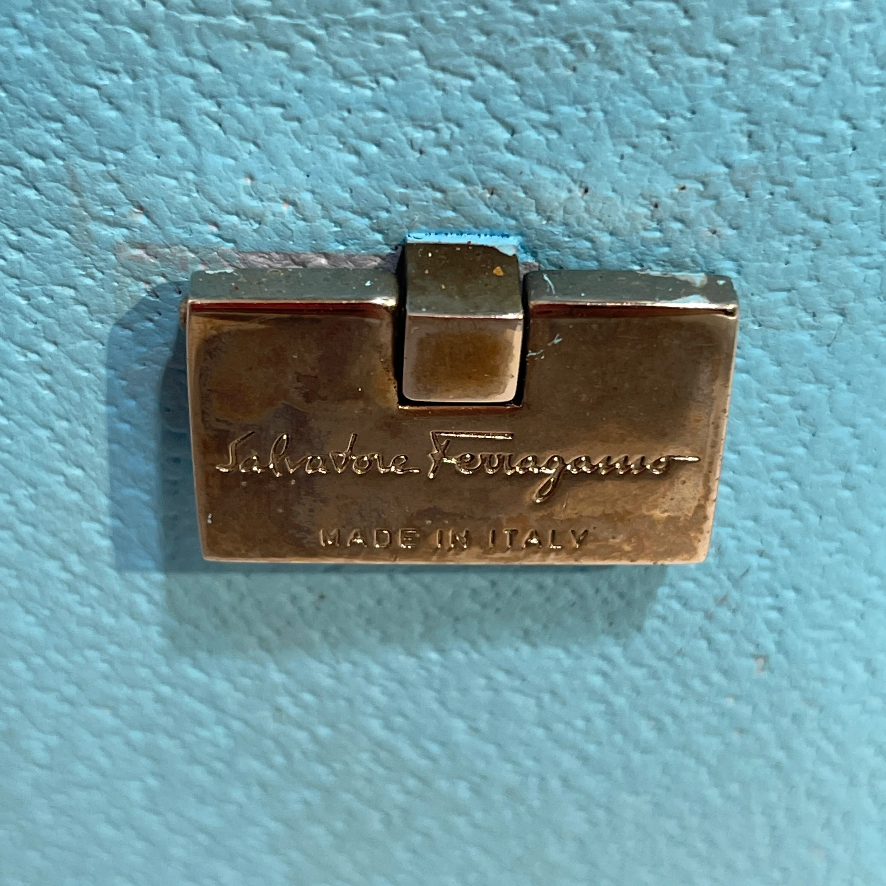 Salvatore Ferragamo/Tote Bag/Leather/BLU/Leather Top Handle Plain Bag