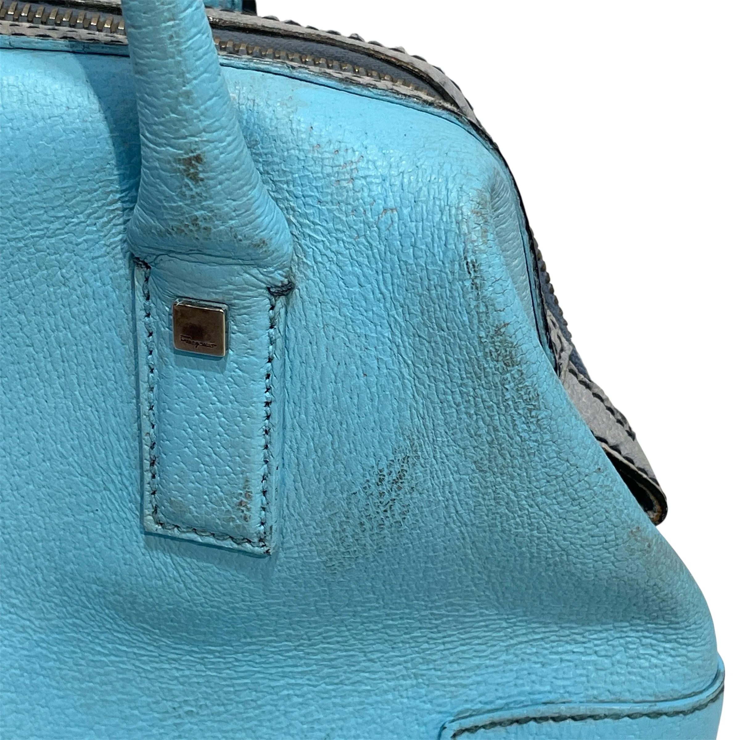 Salvatore Ferragamo/Tote Bag/Leather/BLU/Leather Top Handle Plain Bag