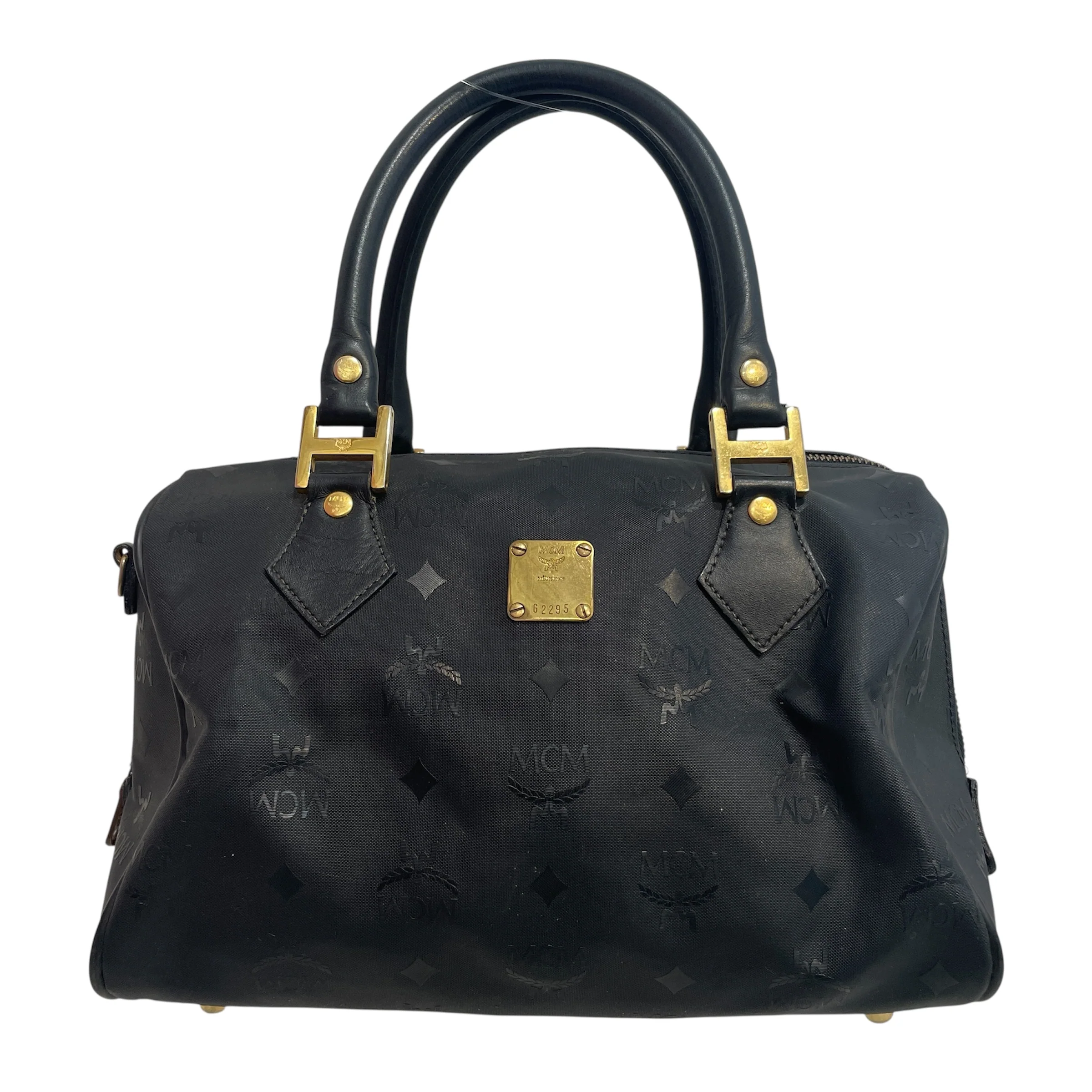 MCM/Hand Bag/Monogram/Nylon/BLK/Mongram Top Handle Bag
