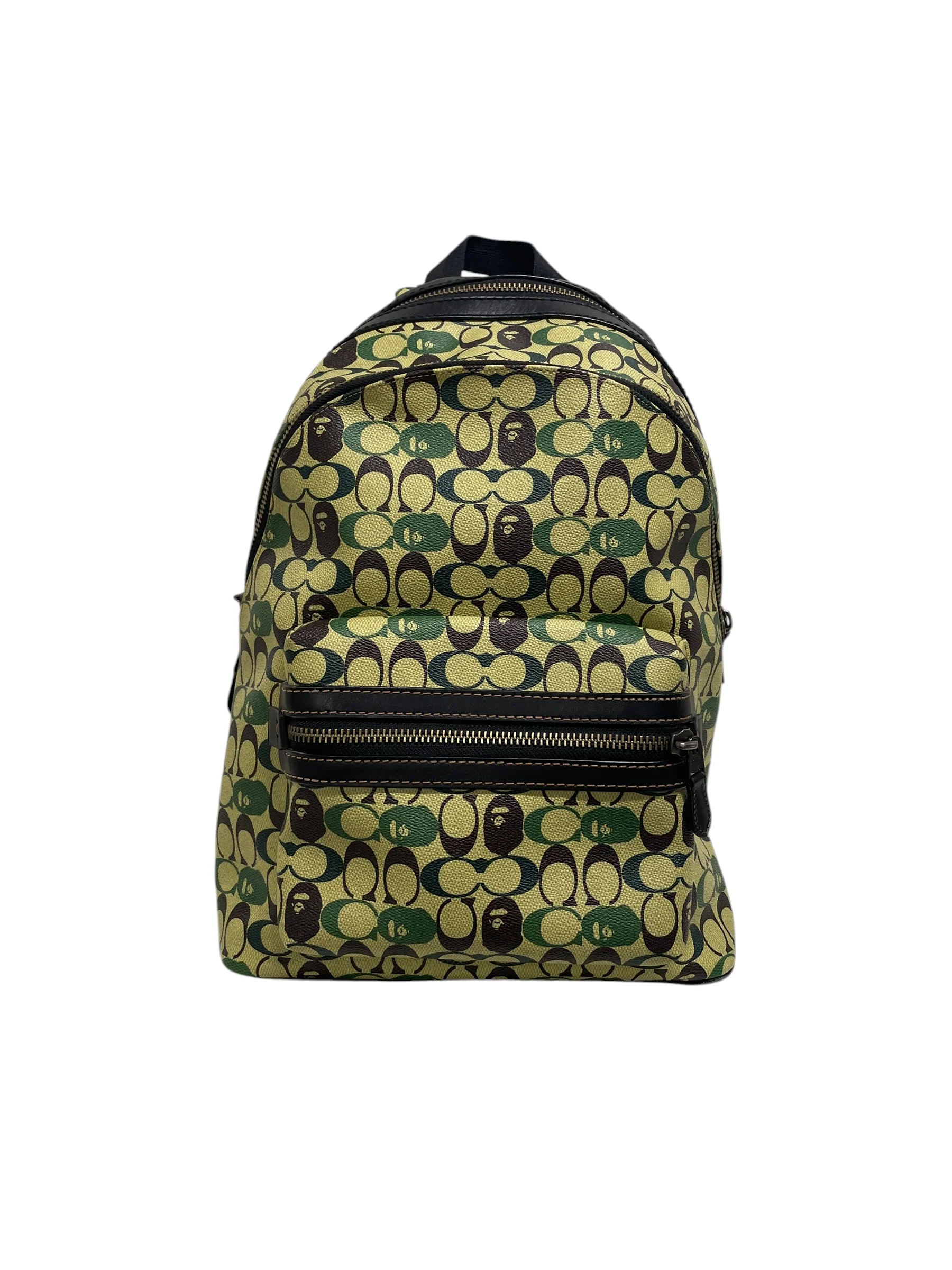 COACH/A BATHING APE/Backpack/Leather/GRN/ALL OVER LOGO