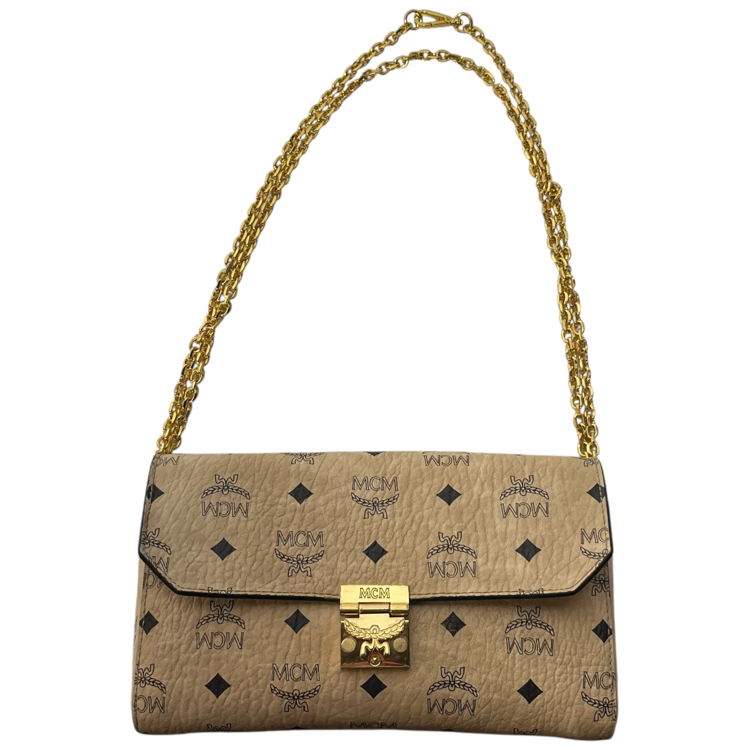 MCM/Cross Body Bag/Monogram/Leather/CRM/Cream gold hardware