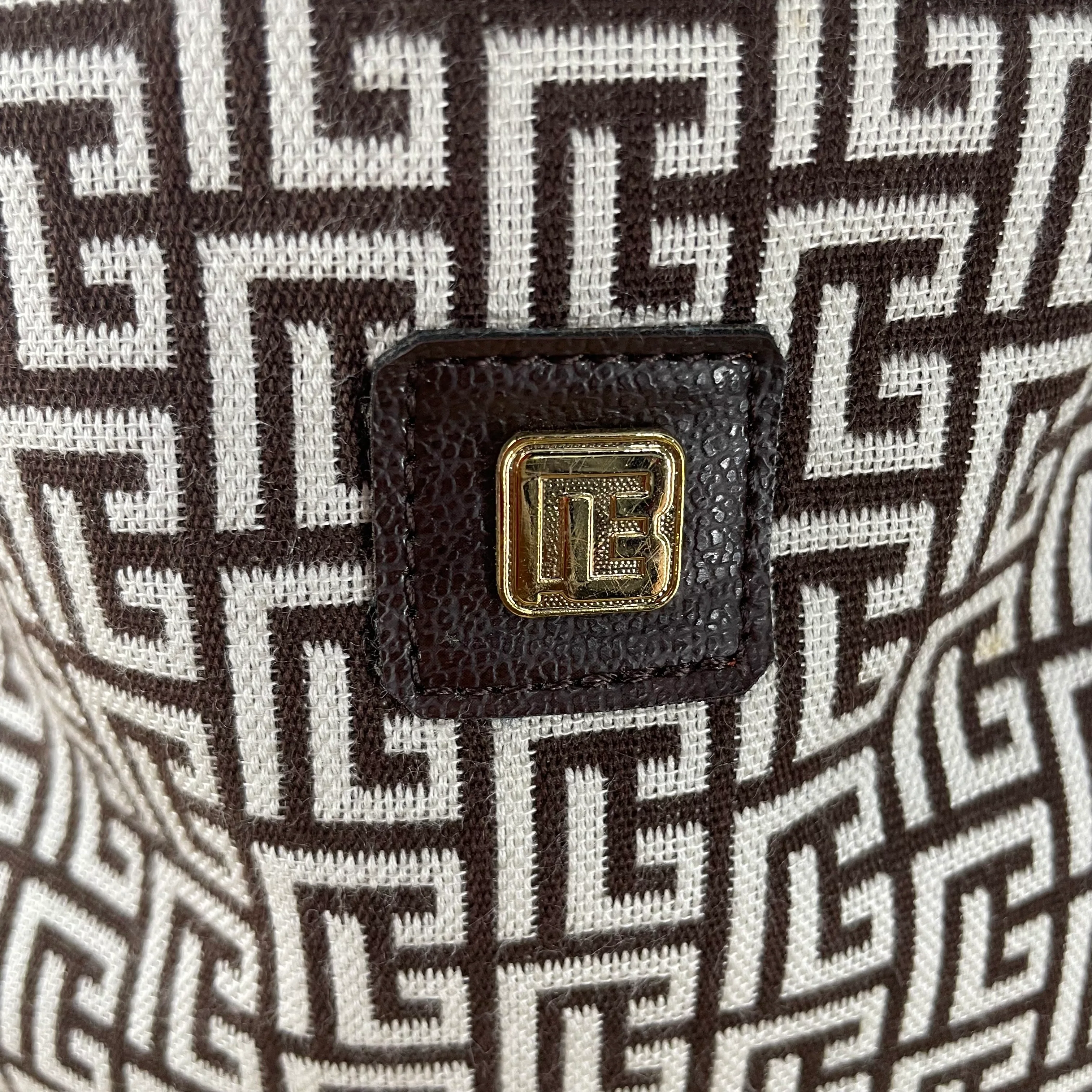 PIERRE BALMAIN/Tote Bag/Monogram/Cotton/BRW/CANVAS LEATHER TOTE