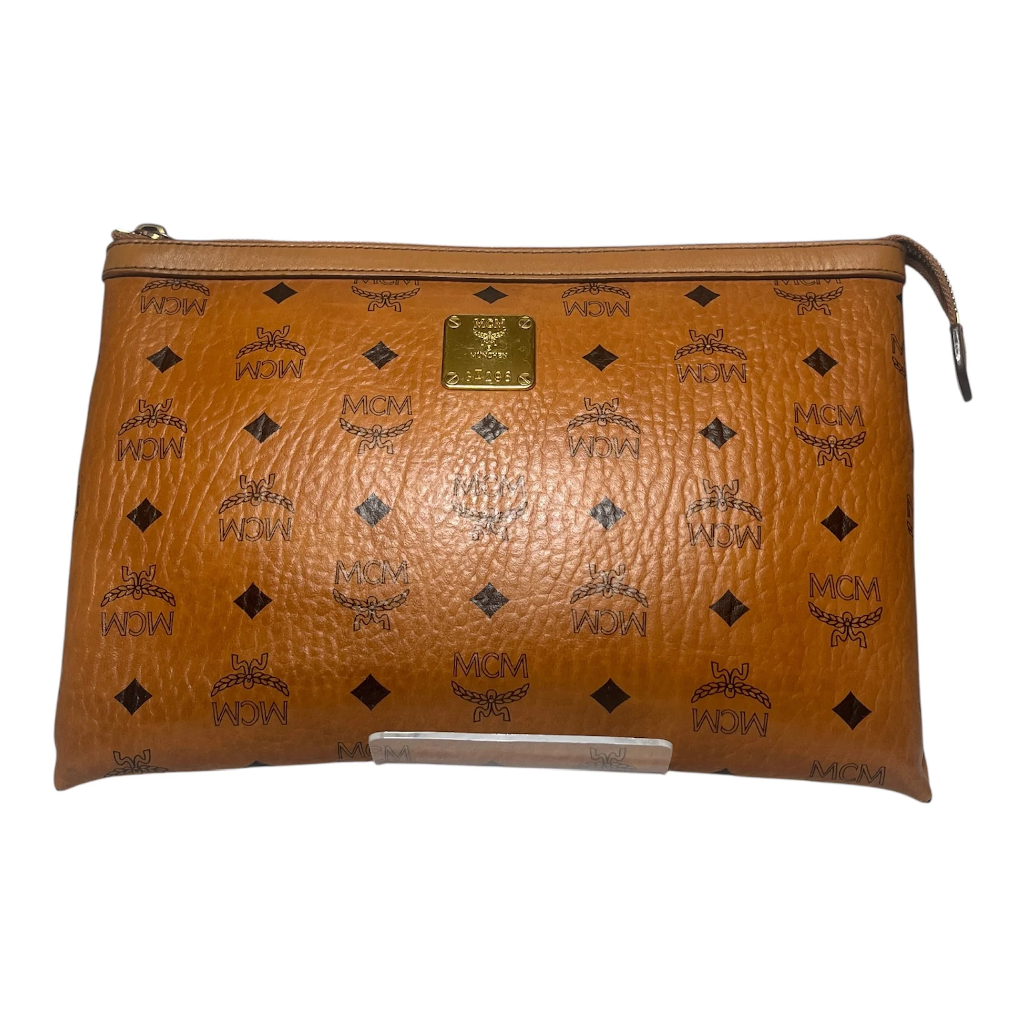 MCM/Clutch Bag/Monogram/Leather/BRW/BROWN TRIM MONOGRAM CLUTCH