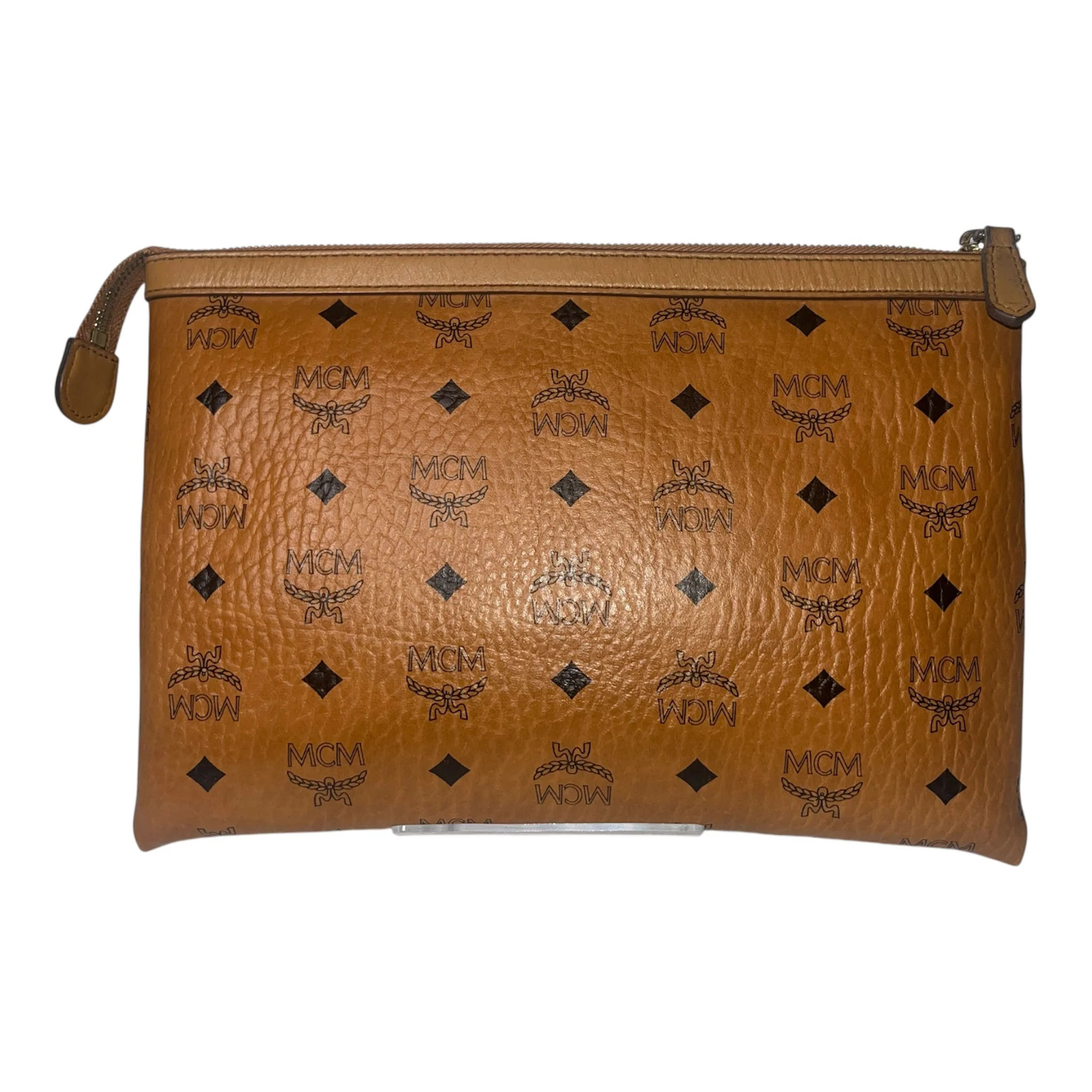 MCM/Clutch Bag/Monogram/Leather/BRW/BROWN TRIM MONOGRAM CLUTCH