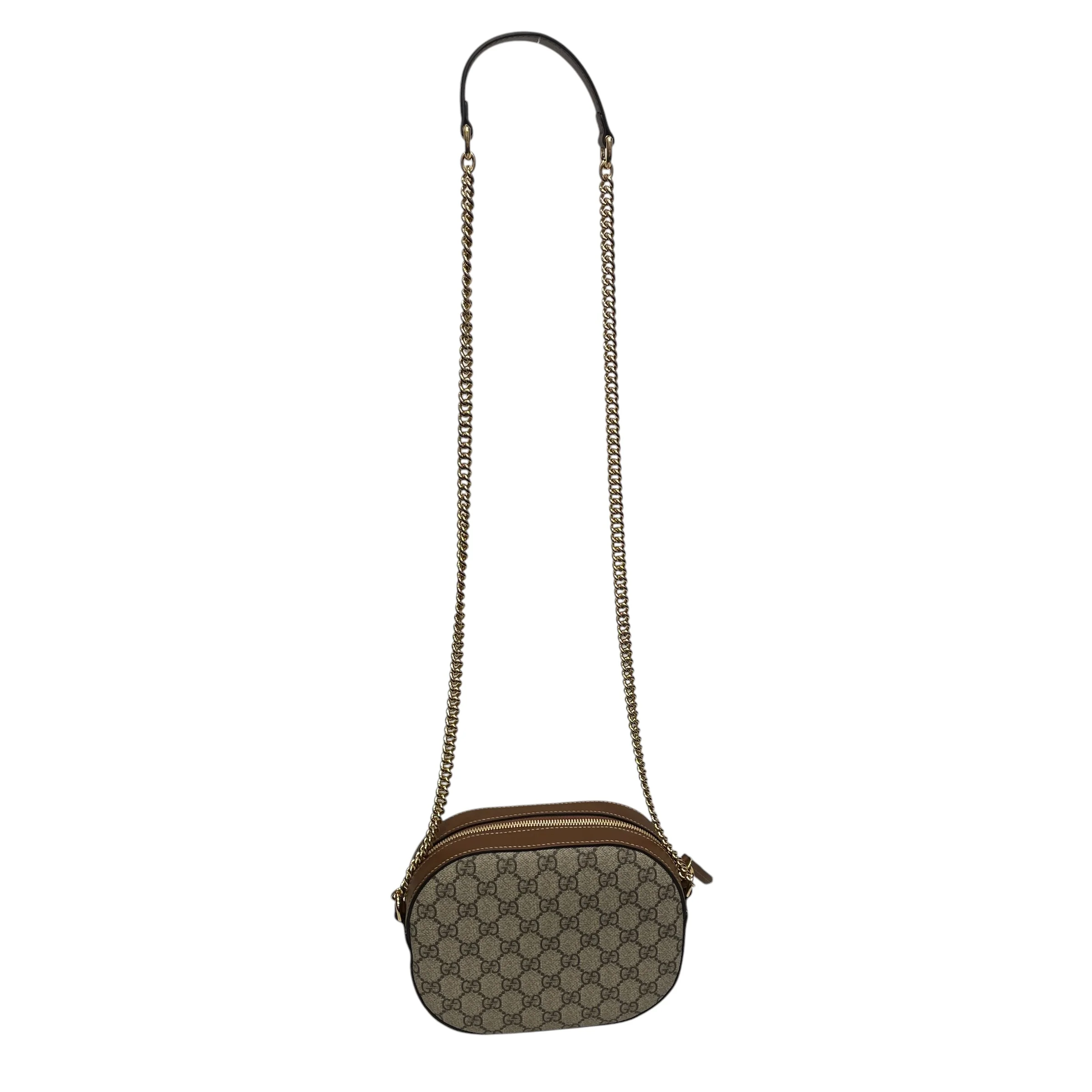 GUCCI/Cross Body Bag/Monogram/Leather/BRW/CROSS BODY COATED CANVAS