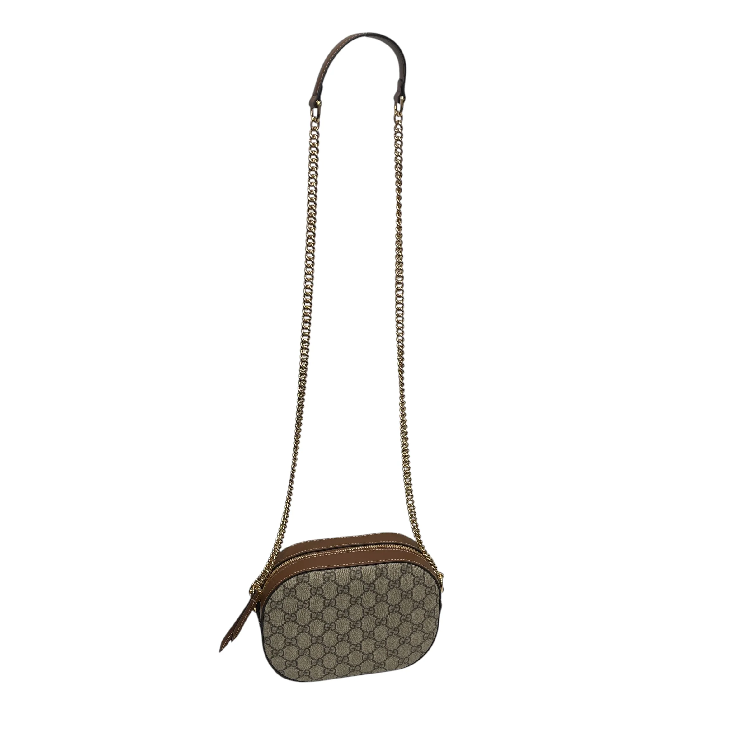 GUCCI/Cross Body Bag/Monogram/Leather/BRW/CROSS BODY COATED CANVAS