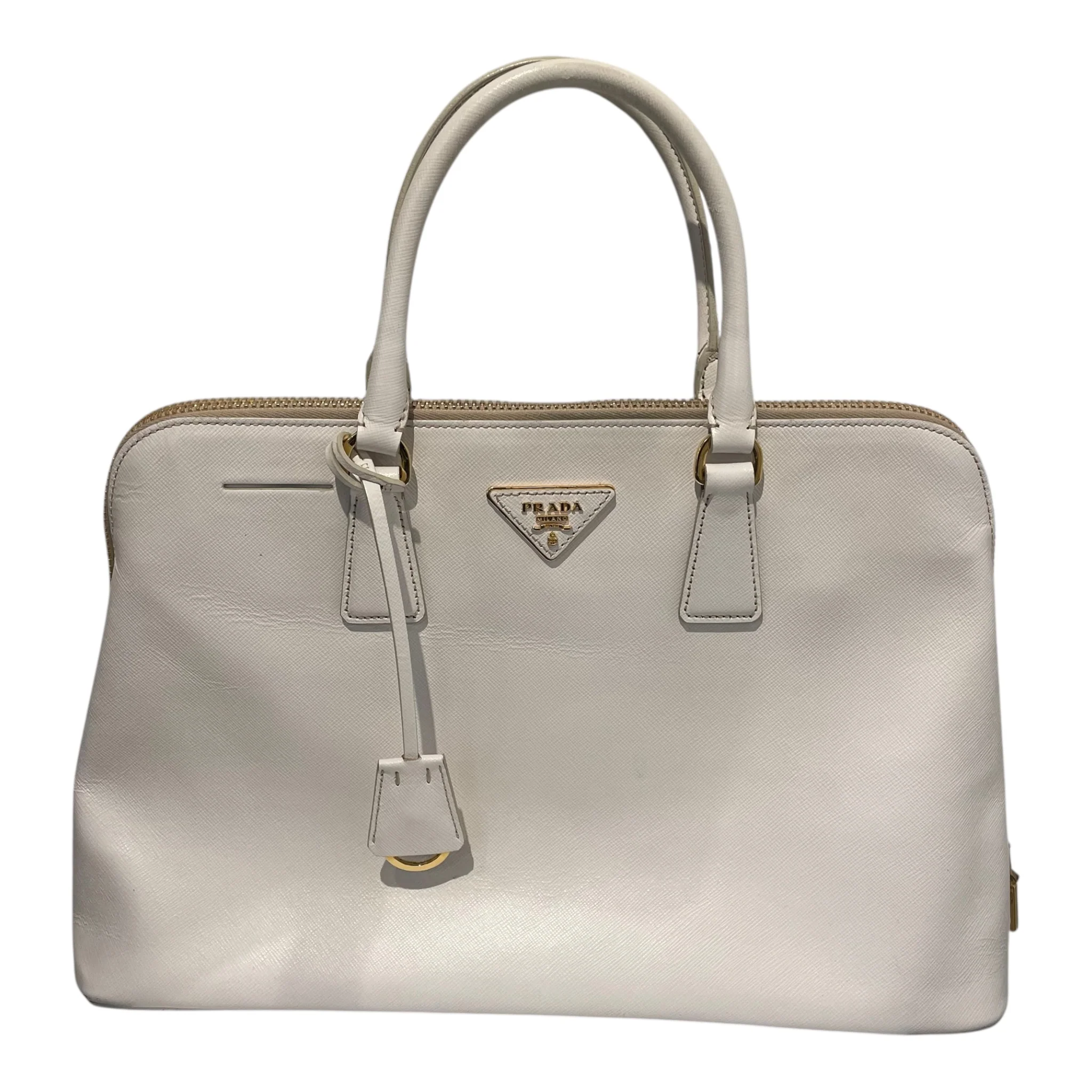 PRADA/Hand Bag/Leather/WHT/saffiano lux