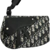 Christian Dior/Cross Body Bag/Monogram/Cotton/BLK/OBLIQUE JACQUARD SADDLE BAG