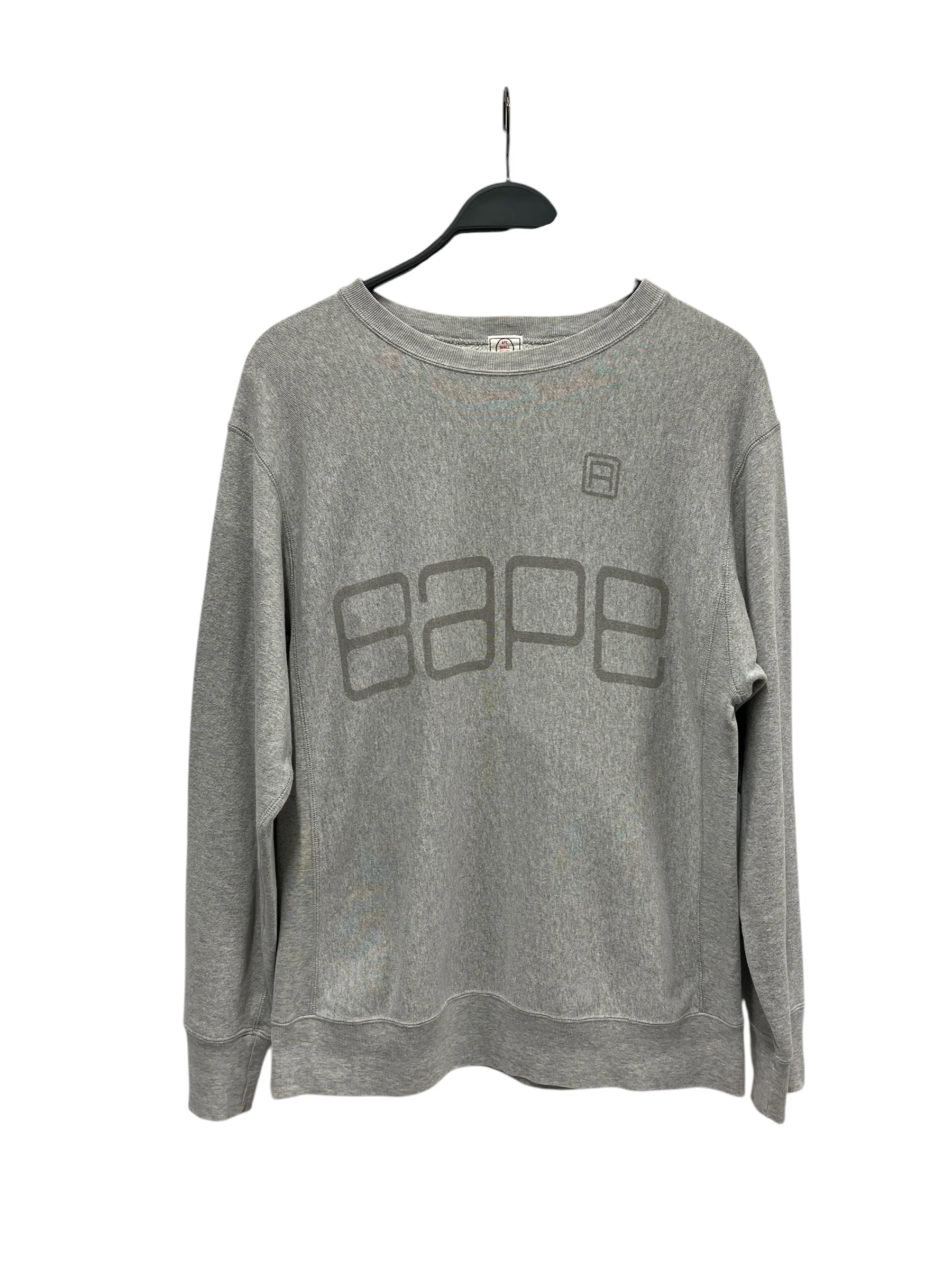 A BATHING APE/Sweatshirt/M/Graphic/Cotton/GRY/Pullover/DIGITAL MONOCHROME LOGO PRINT
