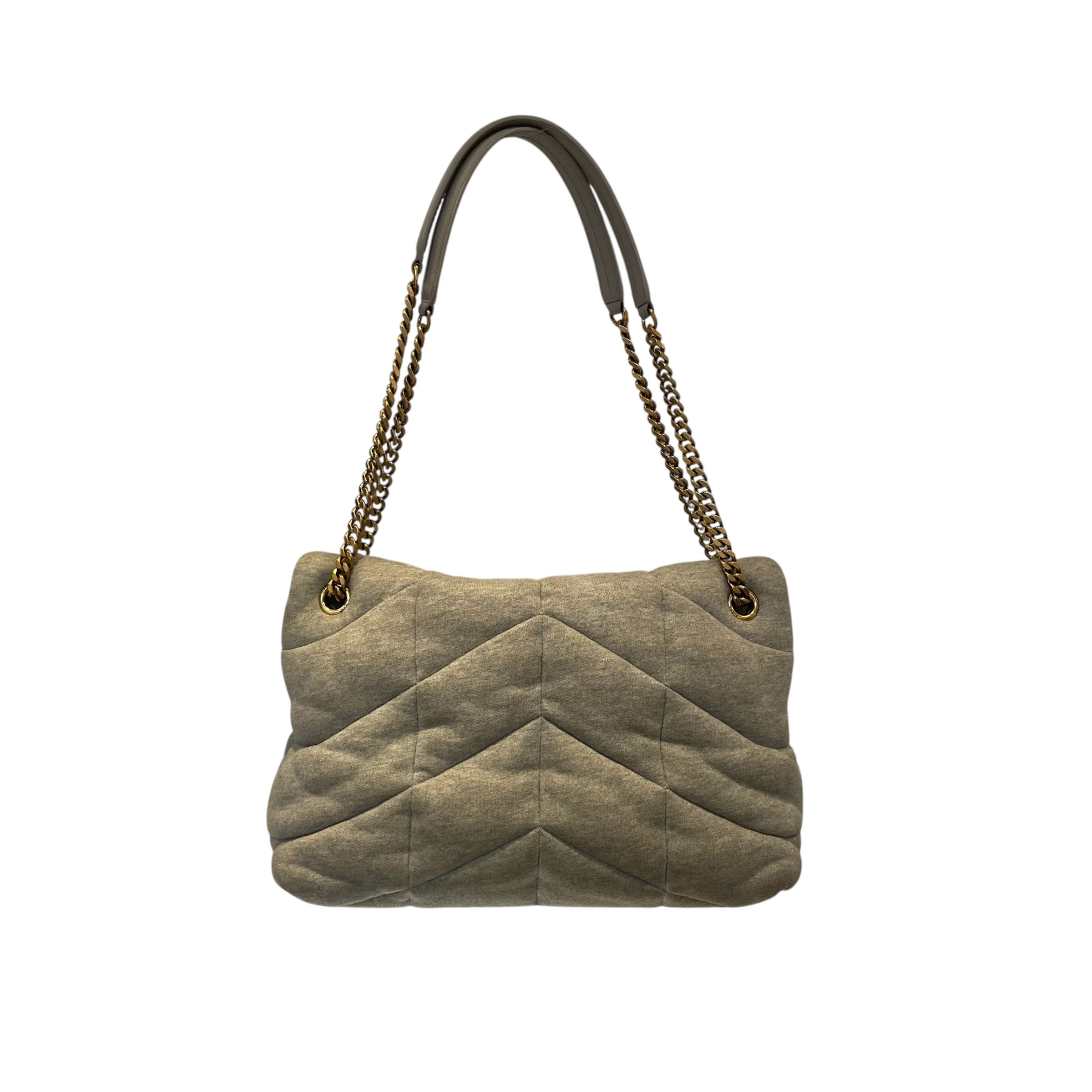 SAINT LAURENT/Cross Body Bag/Cotton/GRY/LOULOU PUFFER BAG GOLD LINKS