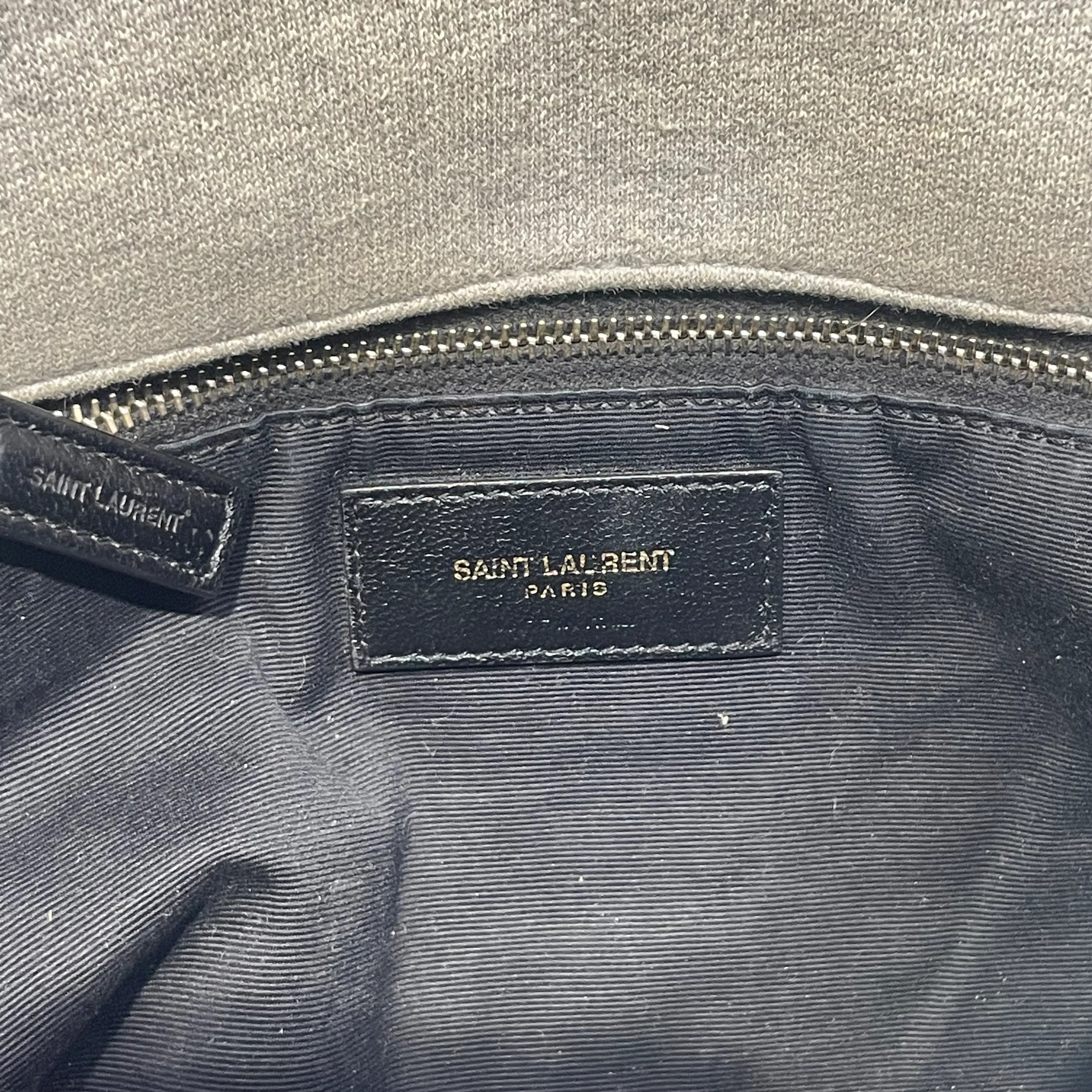 SAINT LAURENT/Cross Body Bag/Cotton/GRY/LOULOU PUFFER BAG GOLD LINKS