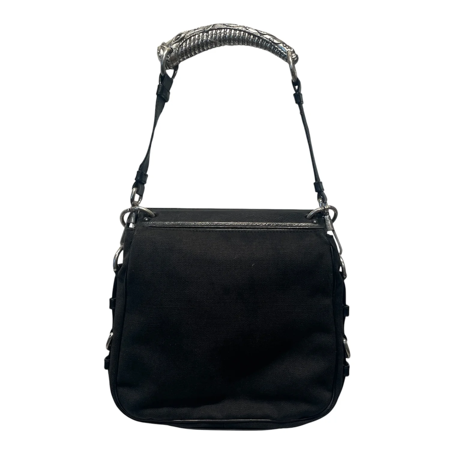 YVES SAINT LAURENT rive gauche/Hand Bag/Cotton/BLK/TOM FORD 2002 MOMBASA