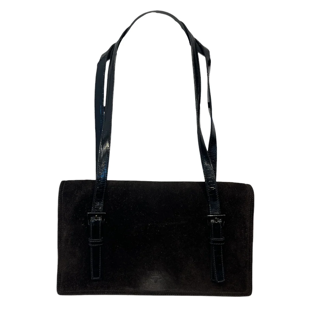 PRADA/Hand Bag/Suede/BLK/PRADA BLACK SUEDE BAG
