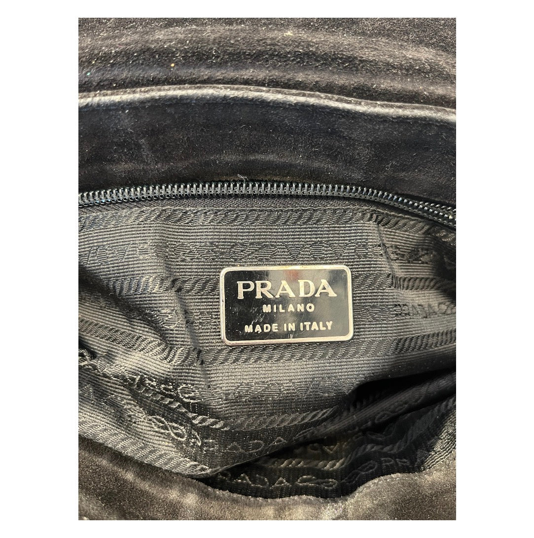 PRADA/Hand Bag/Suede/BLK/PRADA BLACK SUEDE BAG