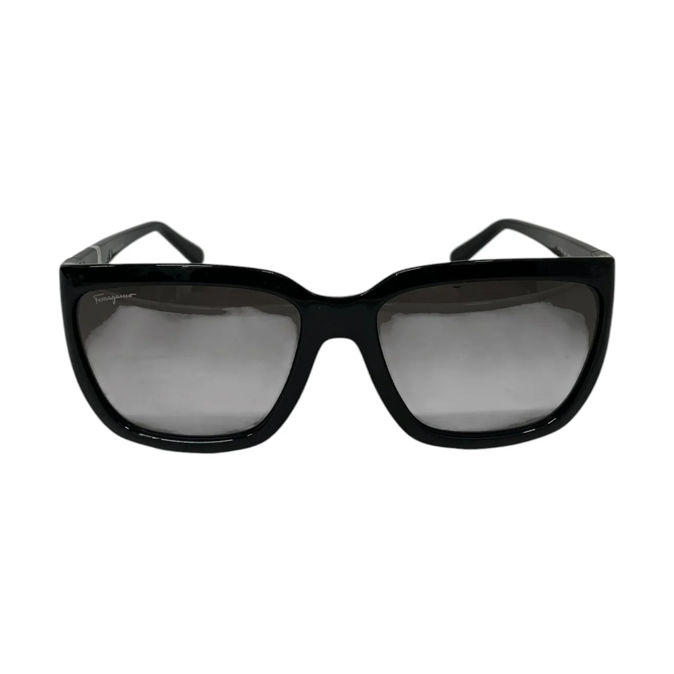 Salvatore Ferragamo/Sunglasses/Plastic/BLK/SILVER SIDE LOGO, BLACK FRAME