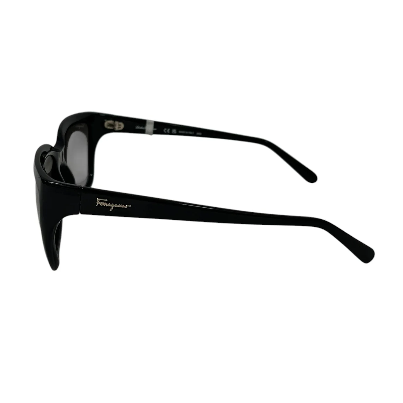 Salvatore Ferragamo/Sunglasses/Plastic/BLK/SILVER SIDE LOGO, BLACK FRAME