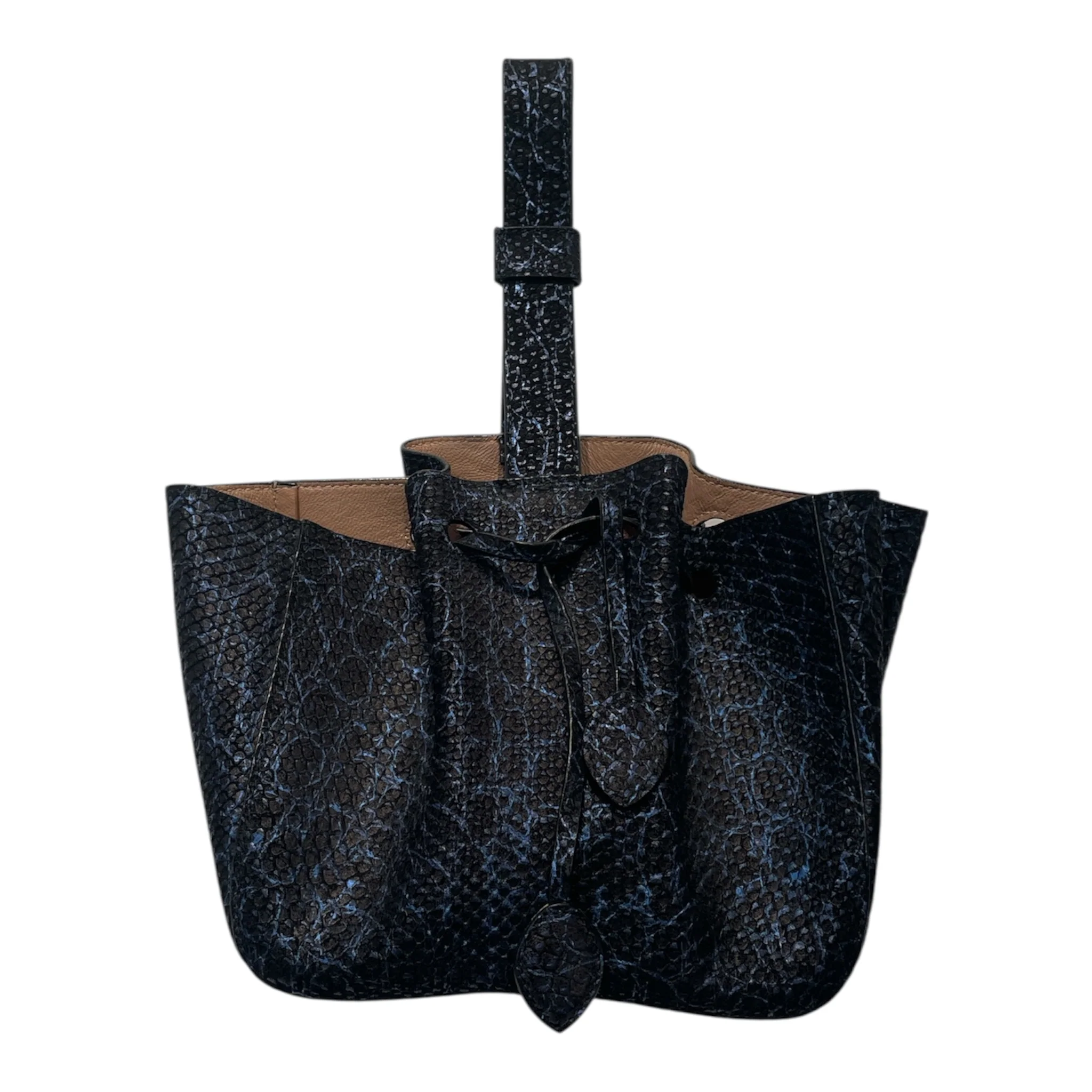 ALAIA/Bag/Animal Pattern/Leather/NVY/TOP HANDLE BUCKET BAG