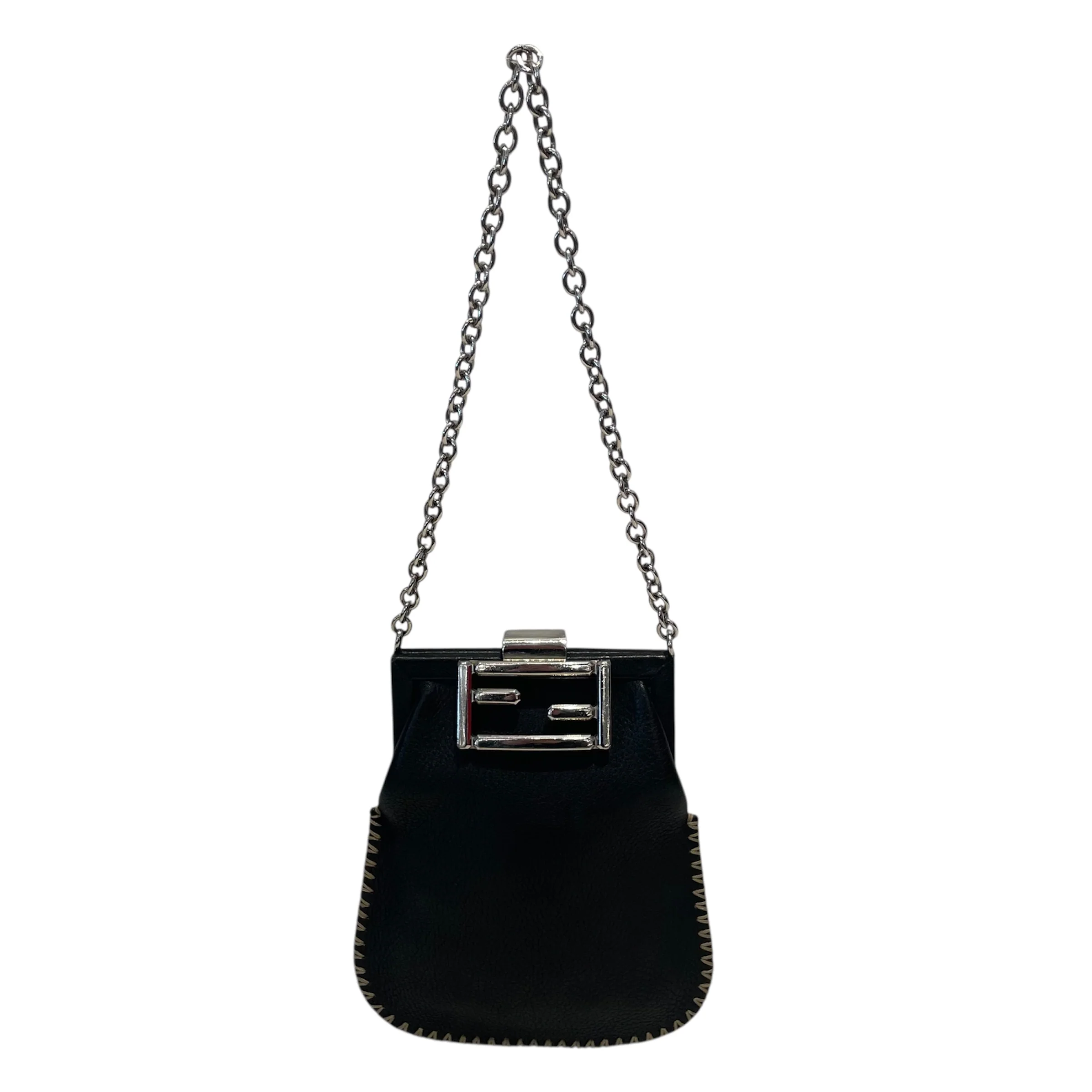 FENDI/Hand Bag/Leather/BLK/Minaudiere Mini Vintage