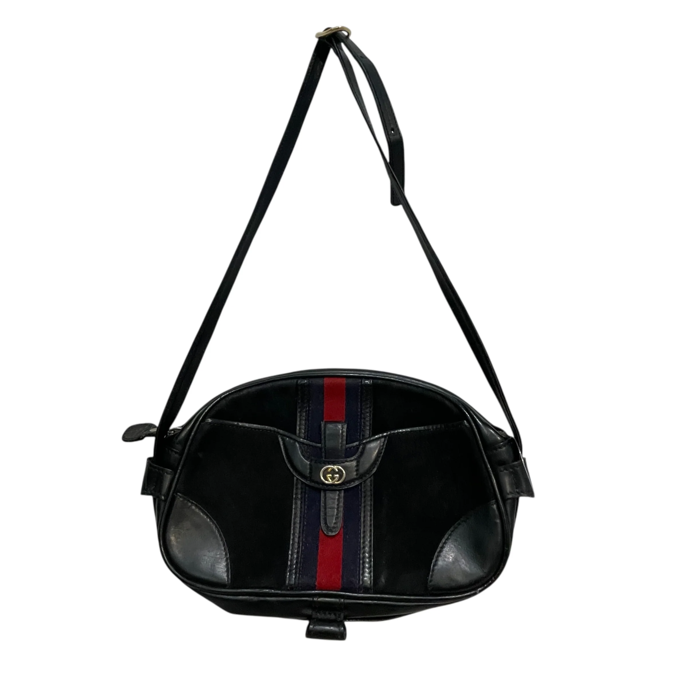 GUCCI/Cross Body Bag/Suede/BLK/Sherry Line HAndbag