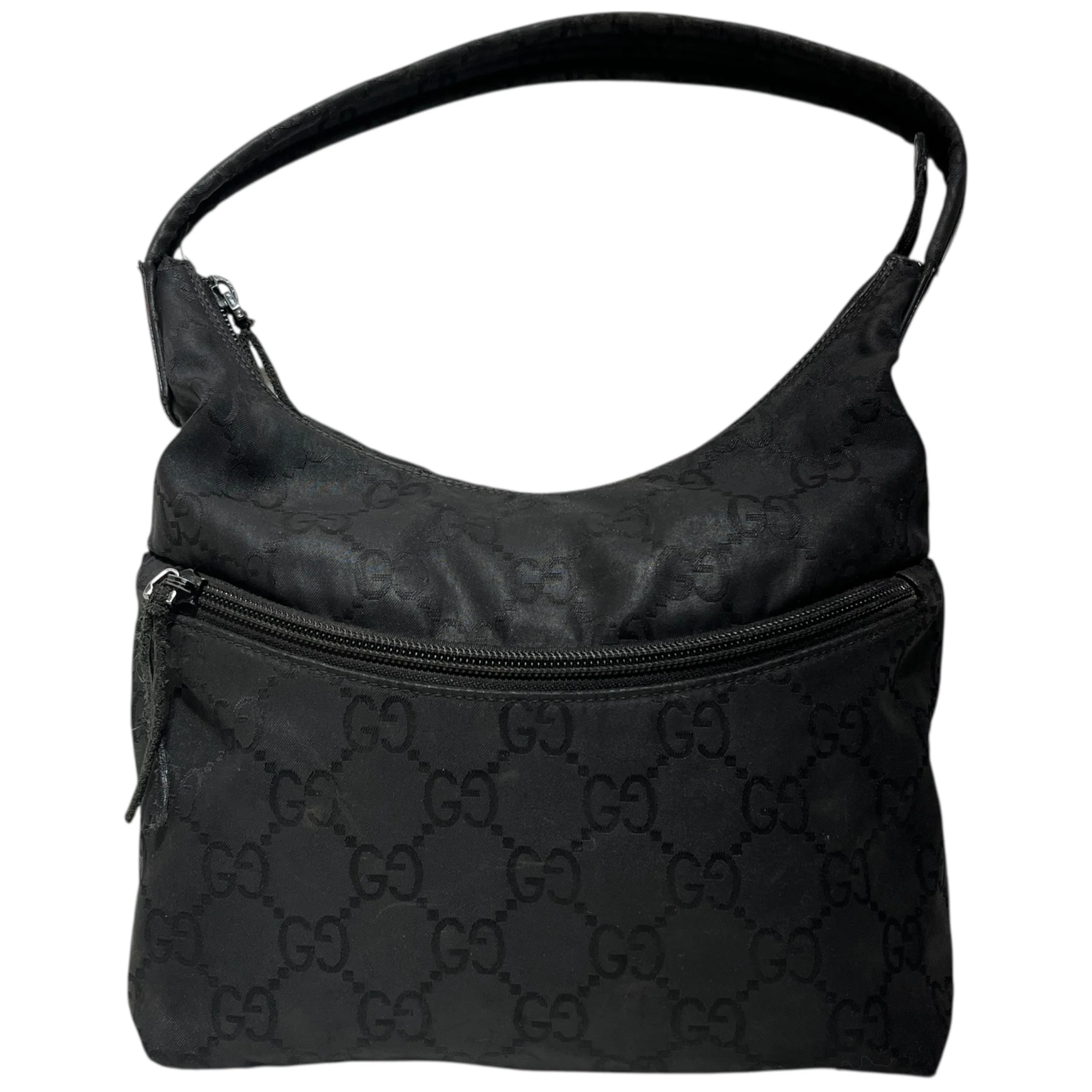 GUCCI/Hand Bag/Monogram/Nylon/BLK/GG Nylon Hobo Handbag