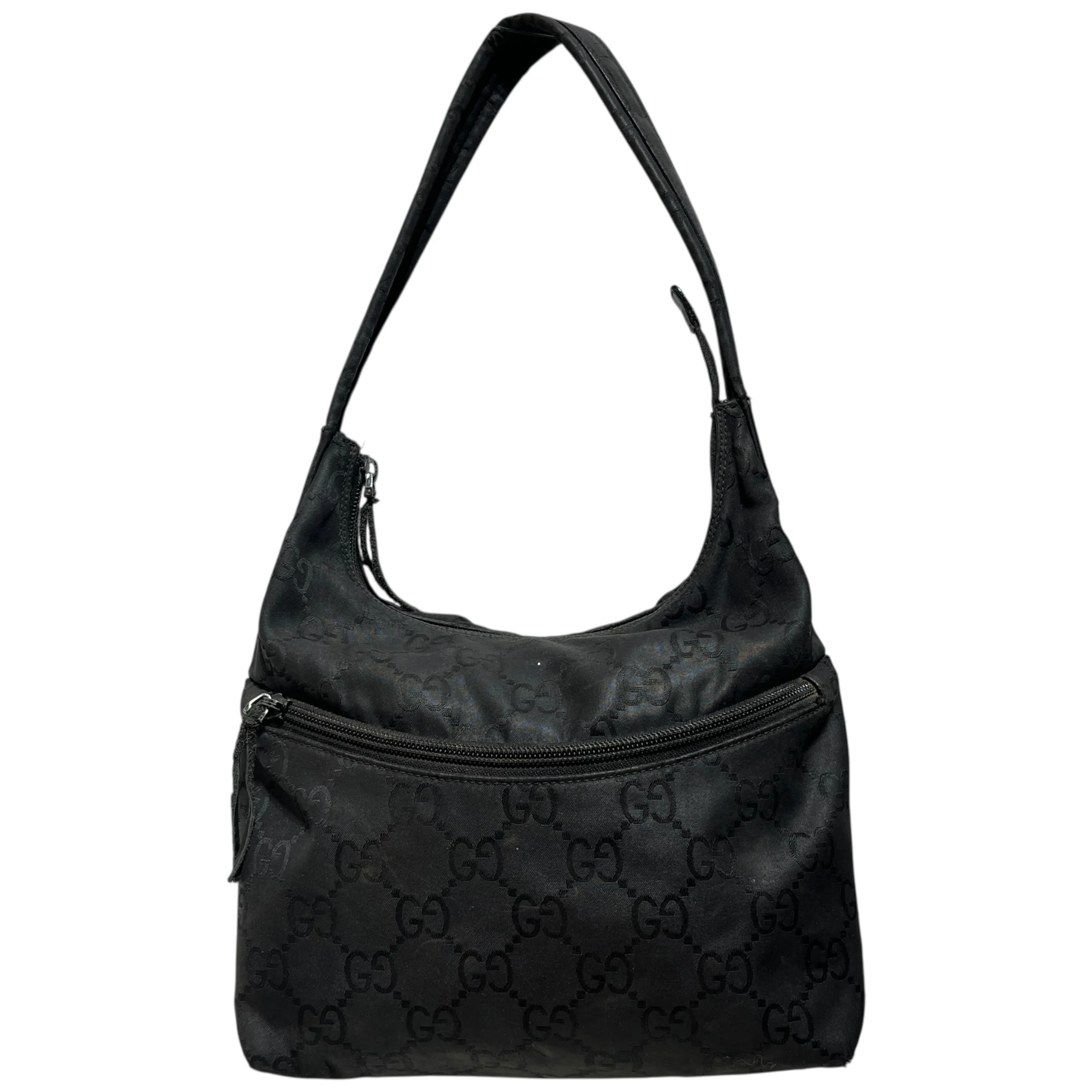 GUCCI/Hand Bag/Monogram/Nylon/BLK/GG Nylon Hobo Handbag