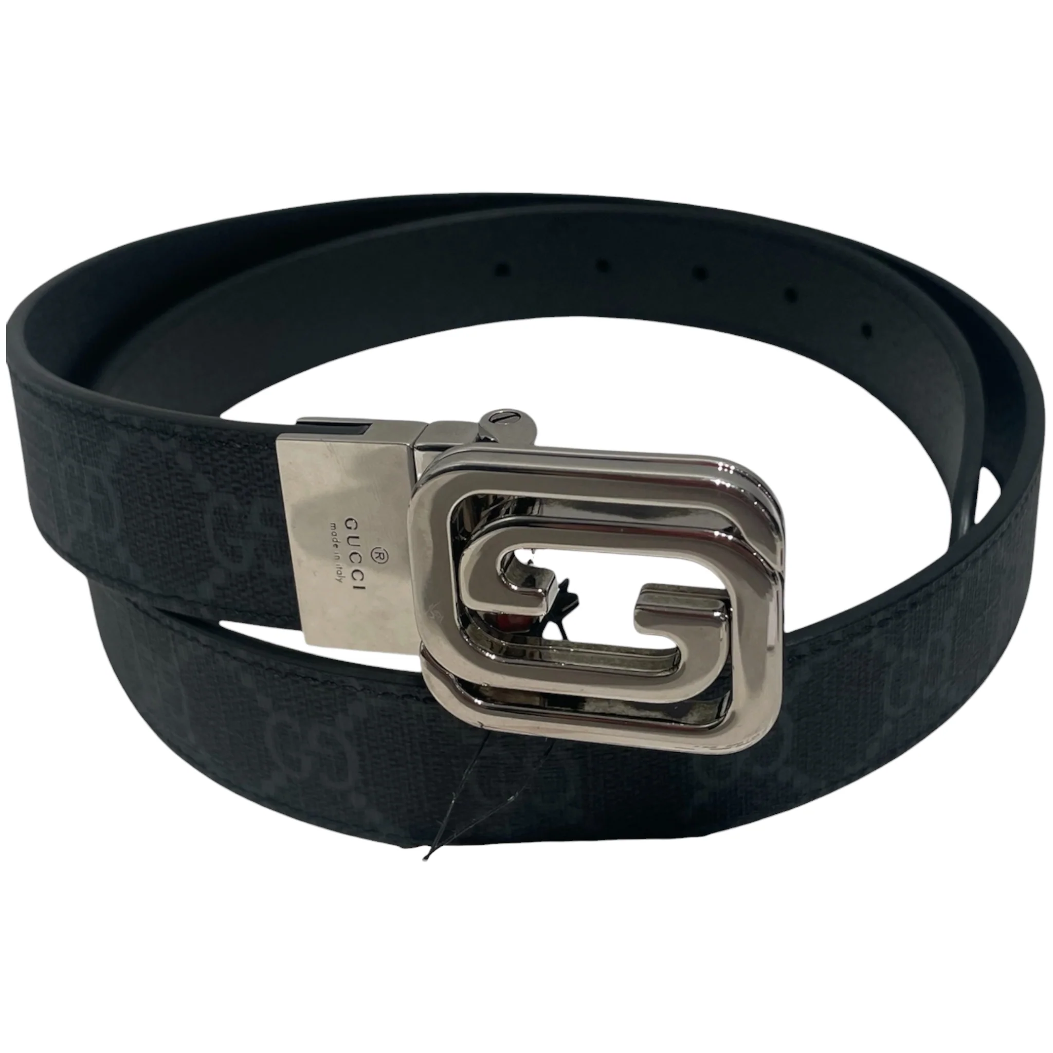 GUCCI/Belt/Monogram/Leather/BLK/Doll 90