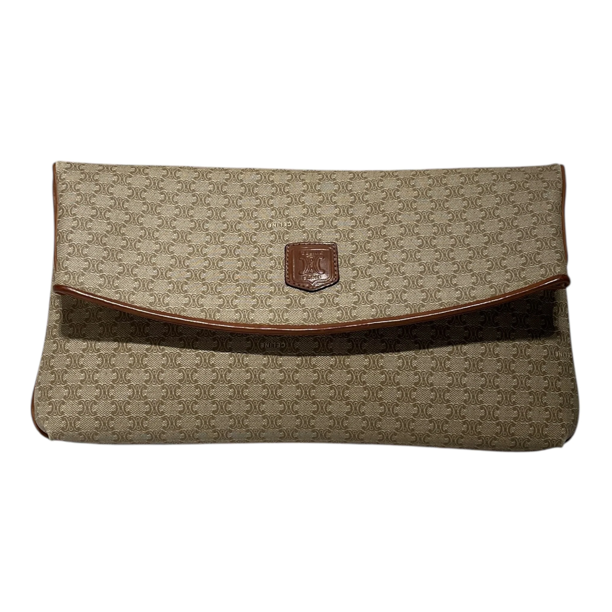 CELINE/Clutch Bag/Monogram/Cotton/BRW/Macadam