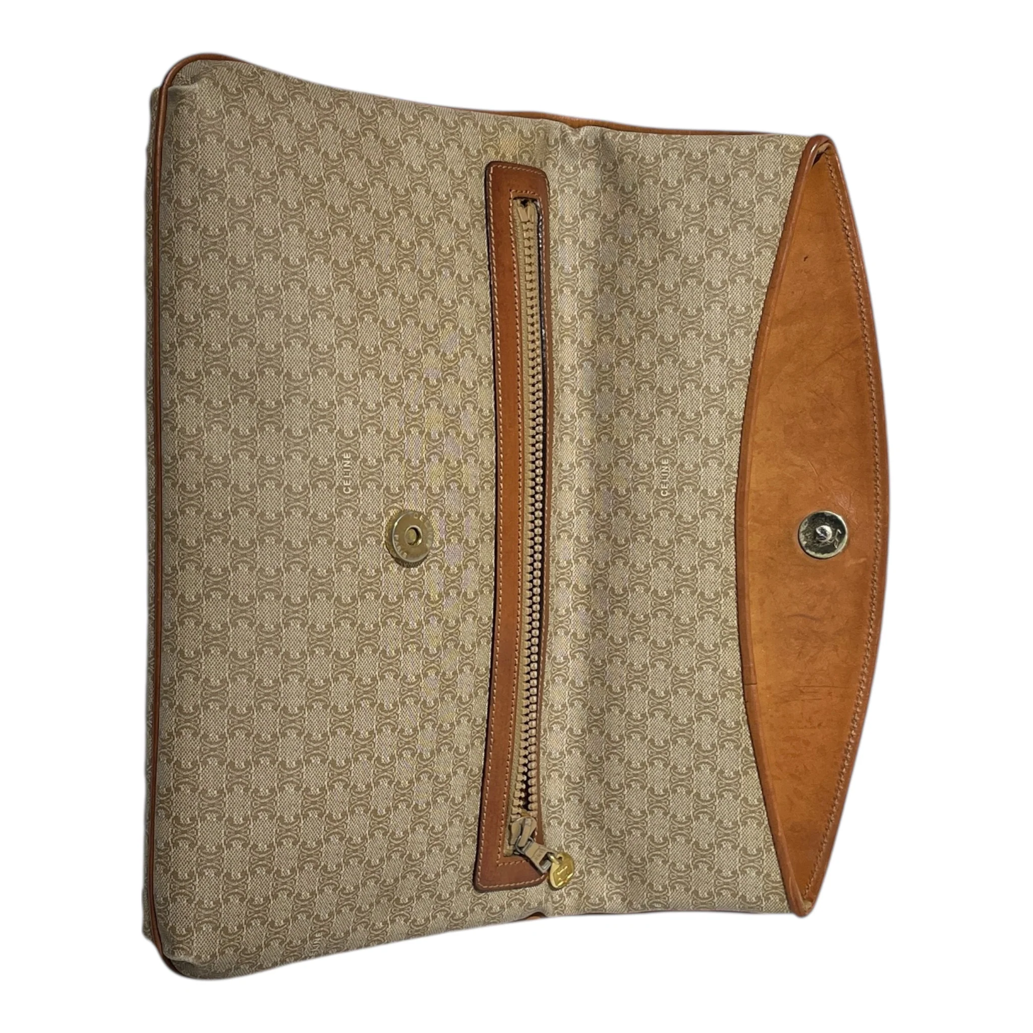 CELINE/Clutch Bag/Monogram/Cotton/BRW/Macadam