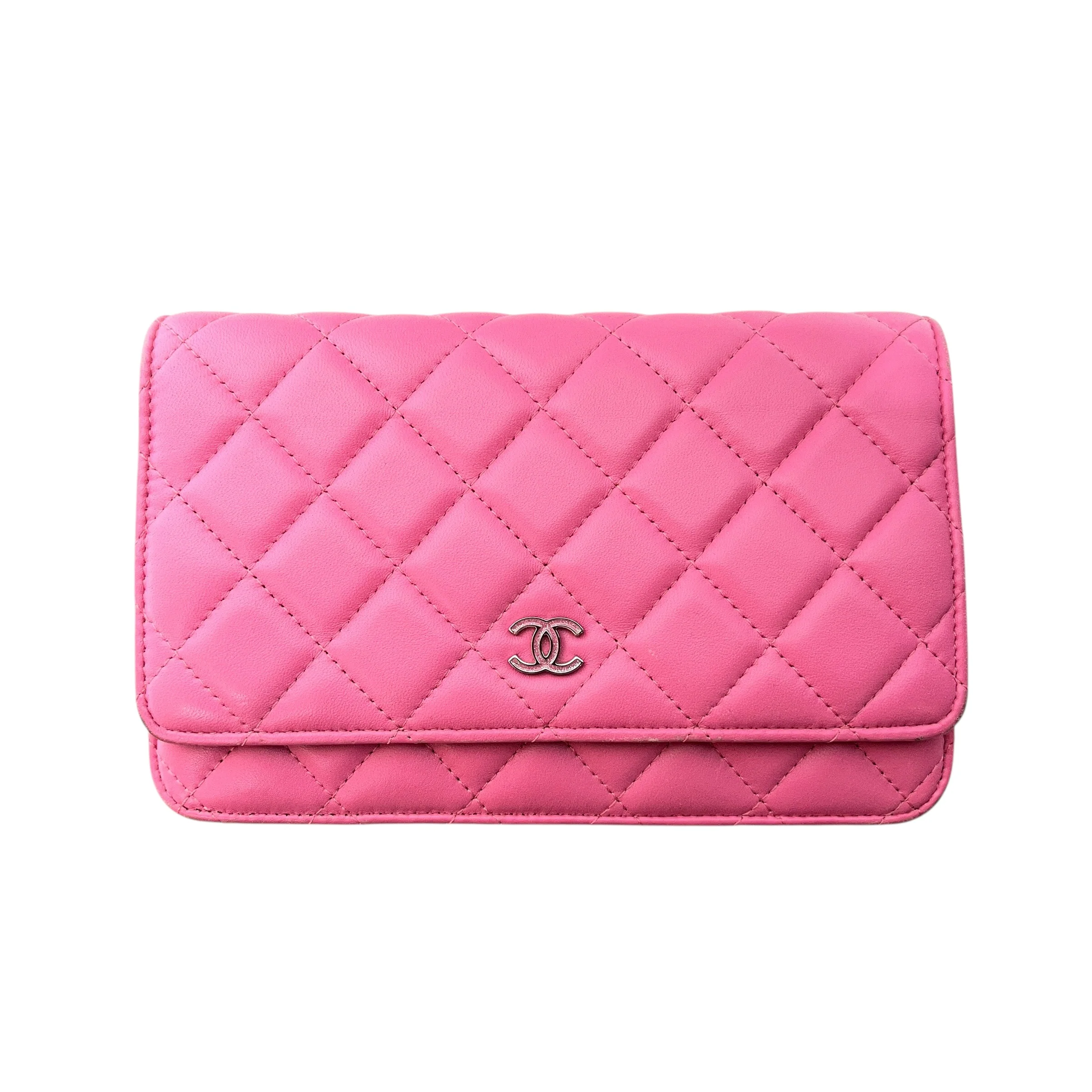 CHANEL/Cross Body Bag/Leather/PNK/Classic Quilted Chain