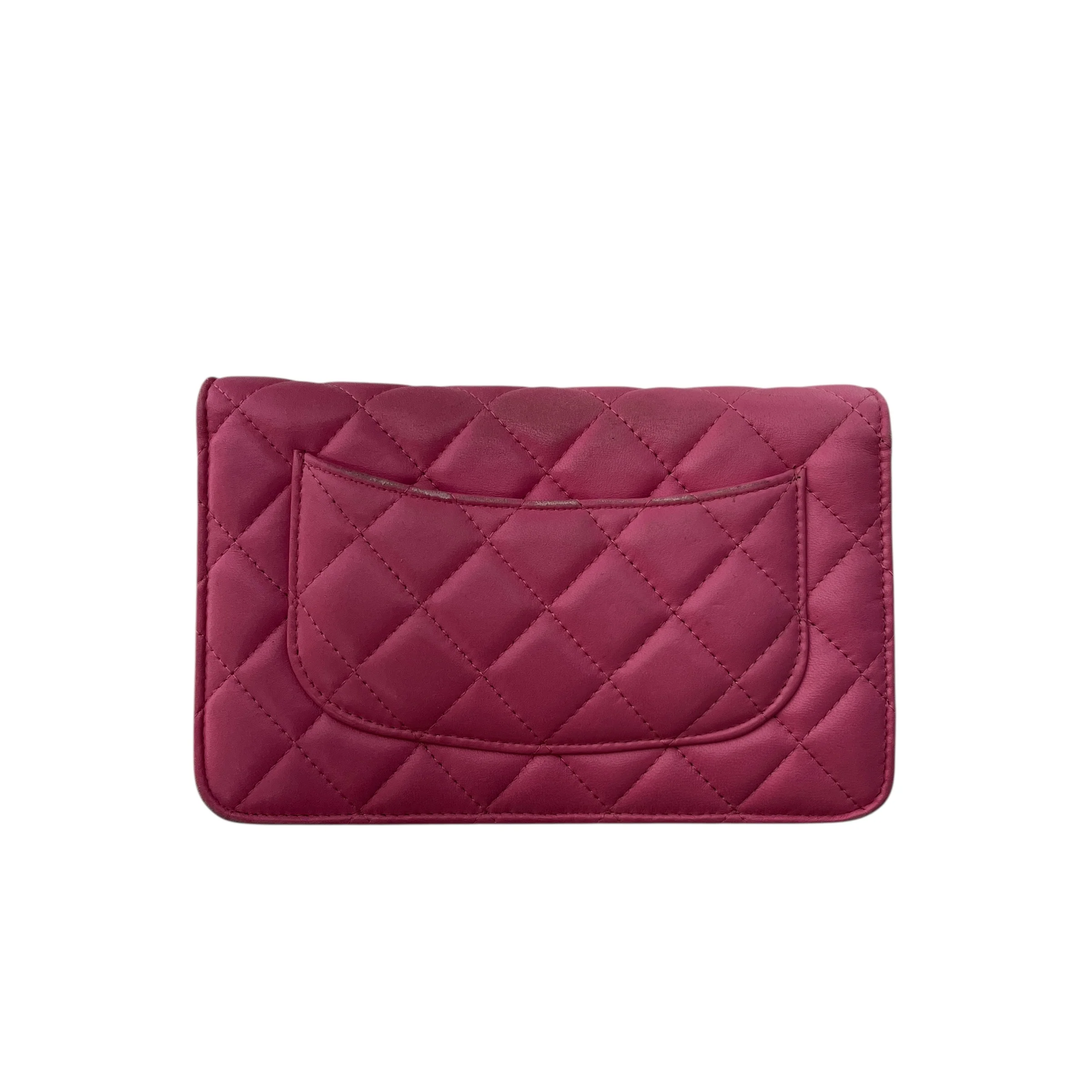 CHANEL/Cross Body Bag/Leather/PNK/Classic Quilted Chain