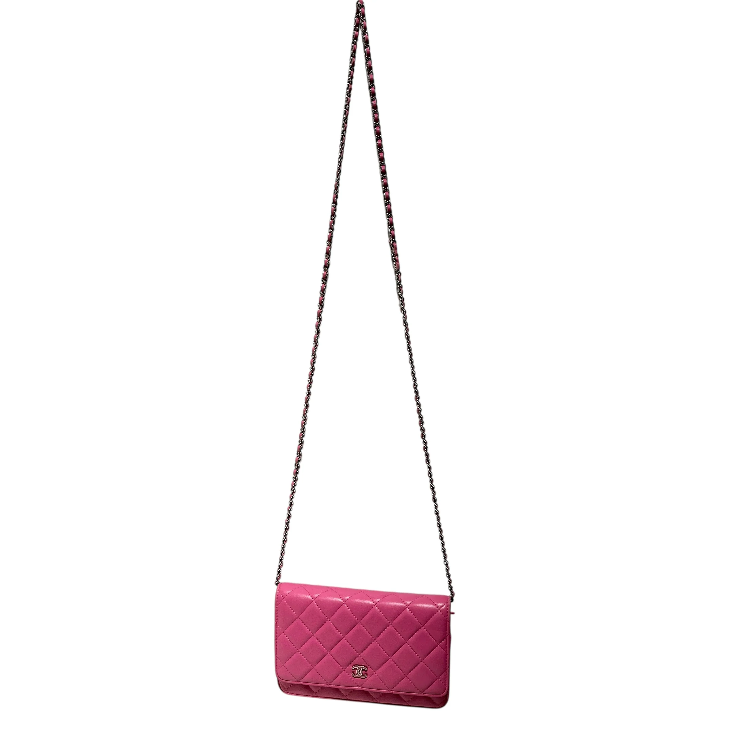 CHANEL/Cross Body Bag/Leather/PNK/Classic Quilted Chain