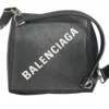 BALENCIAGA/Cross Body Bag/Leather/BLK/SQUARE LOGO ON TOP