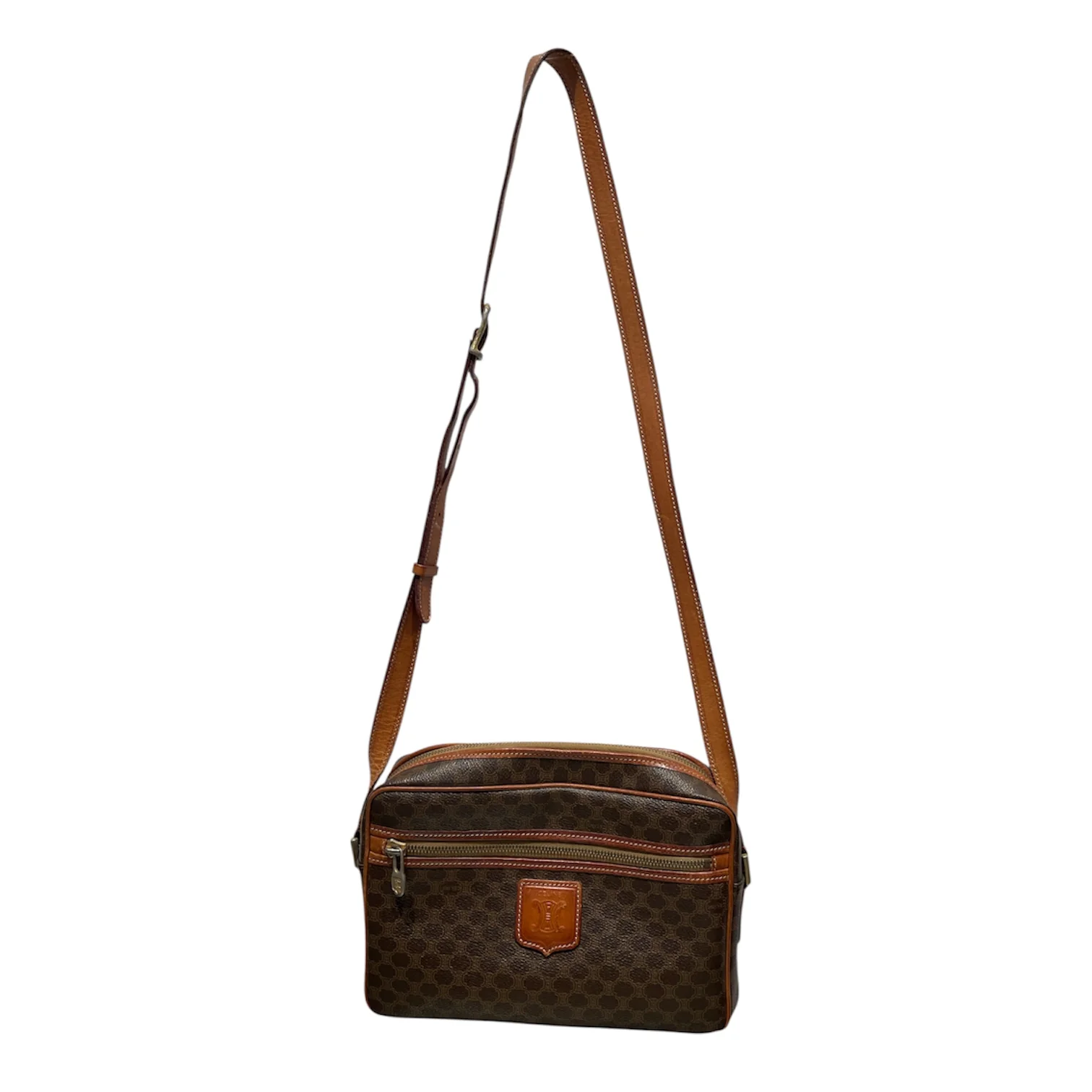 CELINE/Cross Body Bag/Monogram/Leather/BRW/CELINE MACADAM SHOULDER BAG