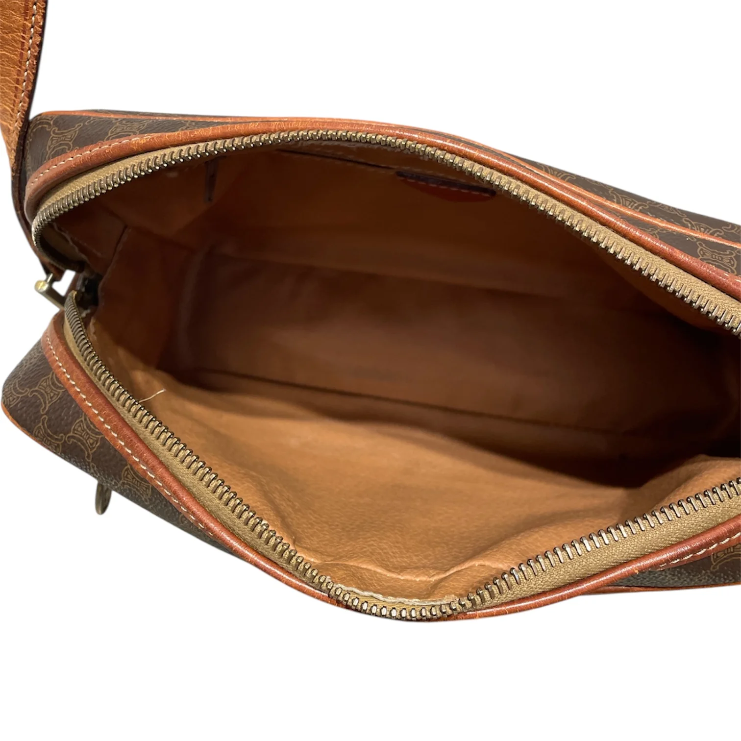 CELINE/Cross Body Bag/Monogram/Leather/BRW/CELINE MACADAM SHOULDER BAG