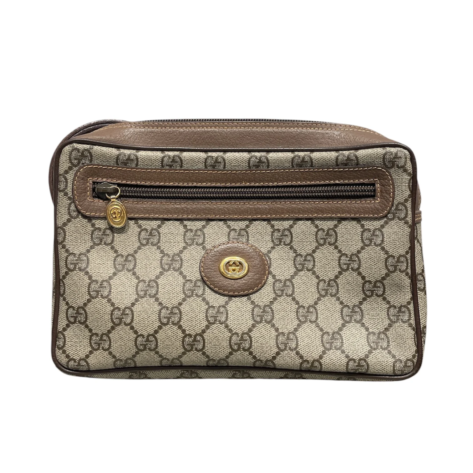 GUCCI/Clutch Bag/Monogram/Leather/BRW/GG SUPREME CLUTCH BAG