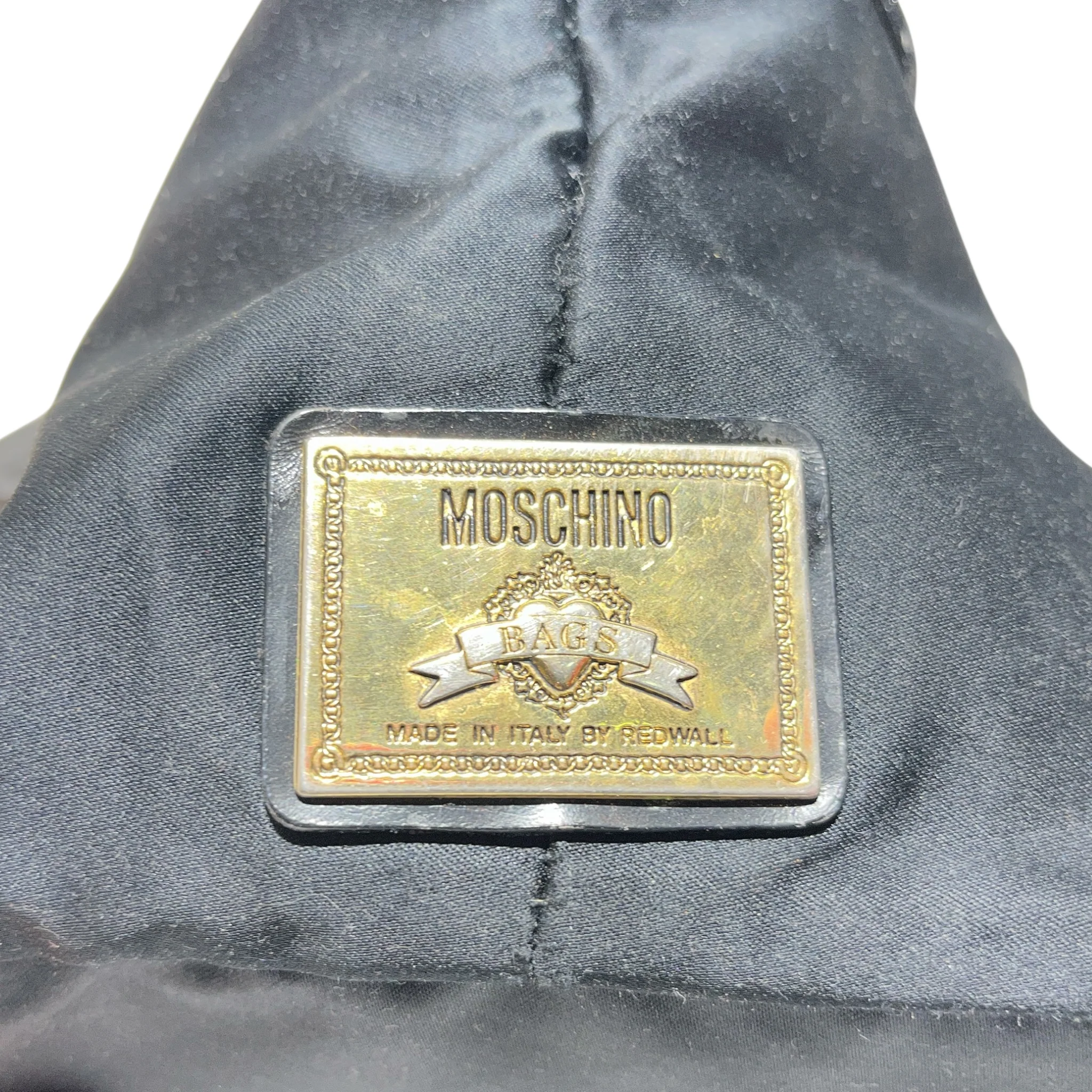 MOSCHINO/Hand Bag/Nylon/BLK/Peace Love A Smiley Gold