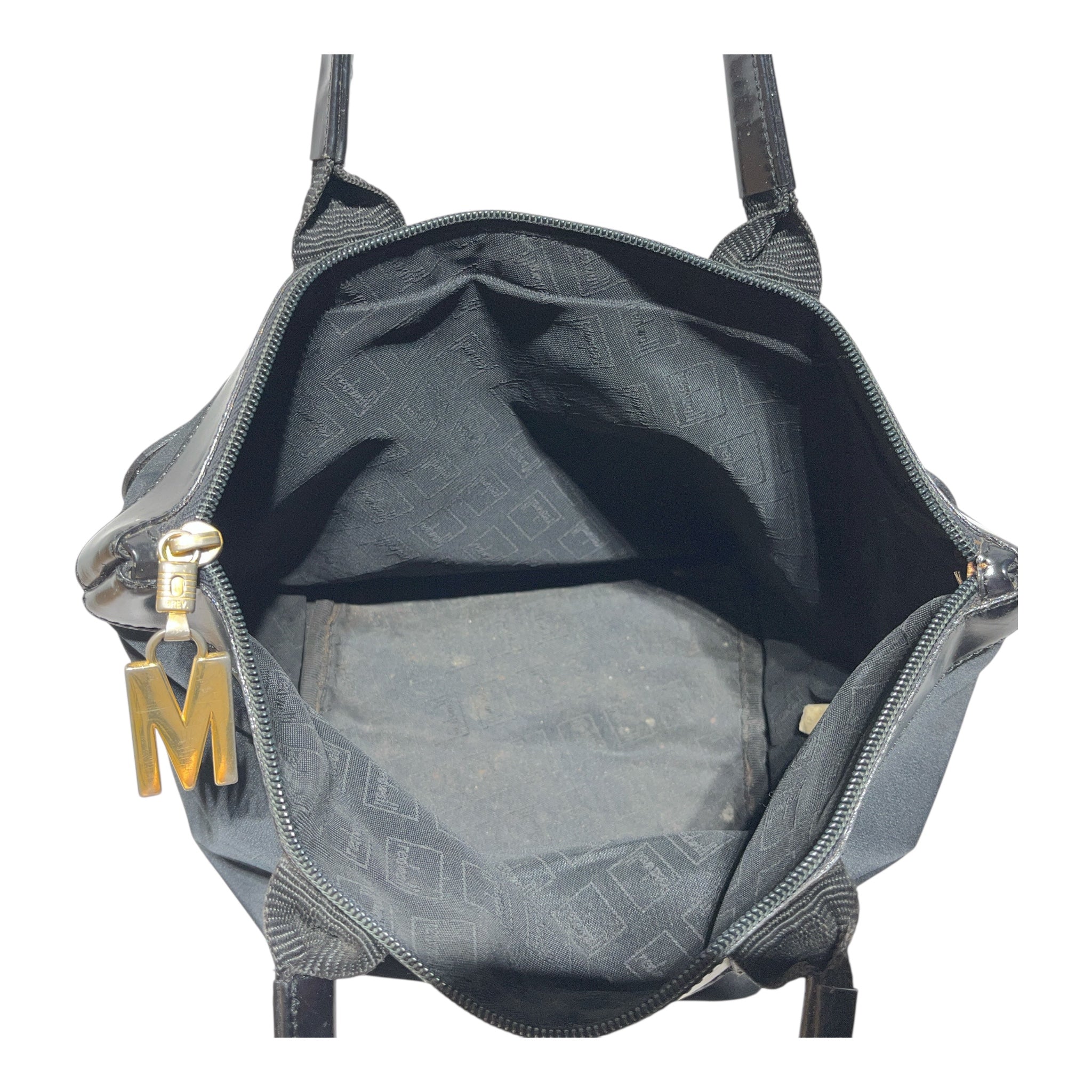 MOSCHINO/Hand Bag/Nylon/BLK/Peace Love A Smiley Gold