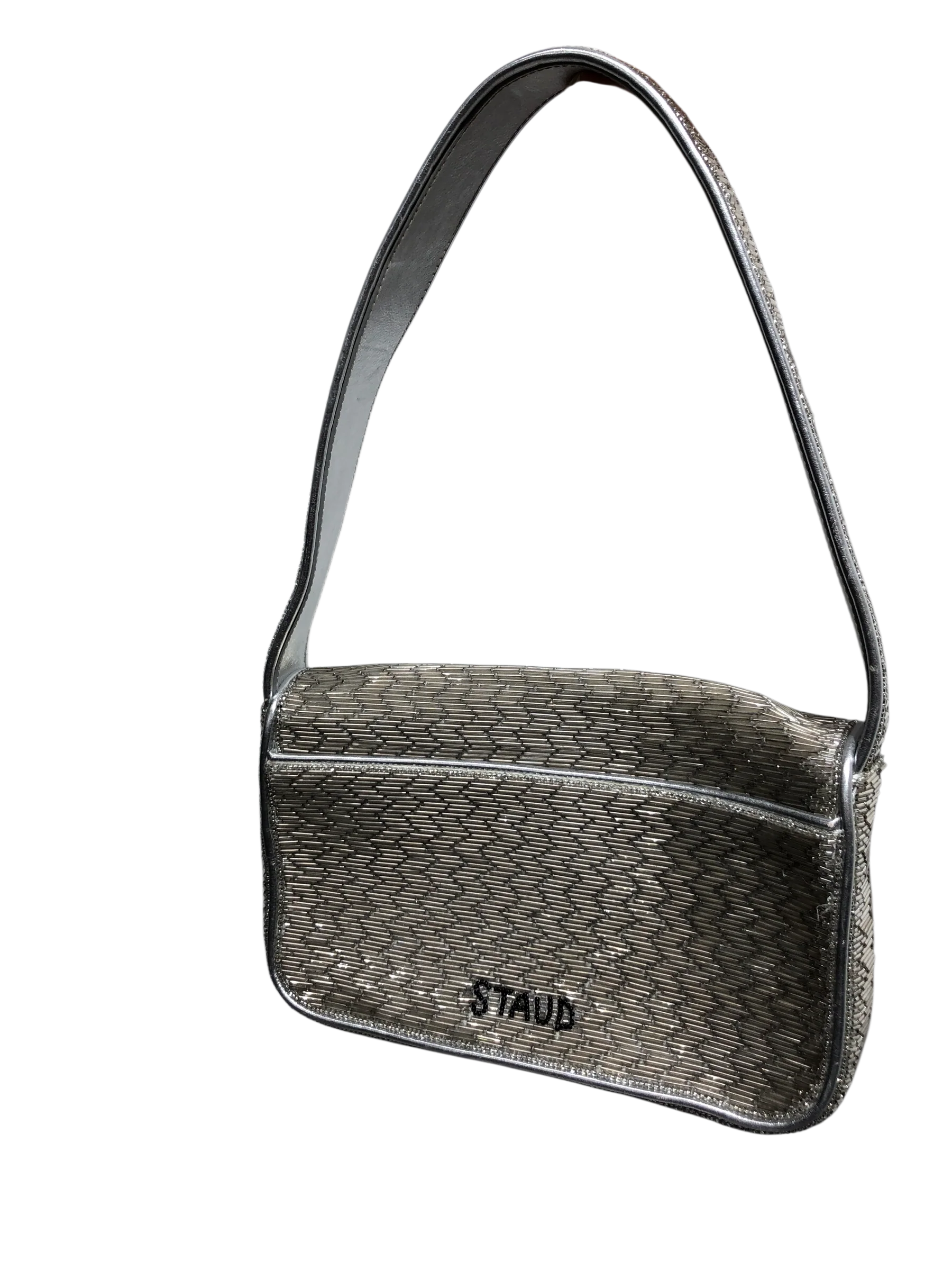 STAUD/Hand Bag/SLV/tommy beaded silver bag