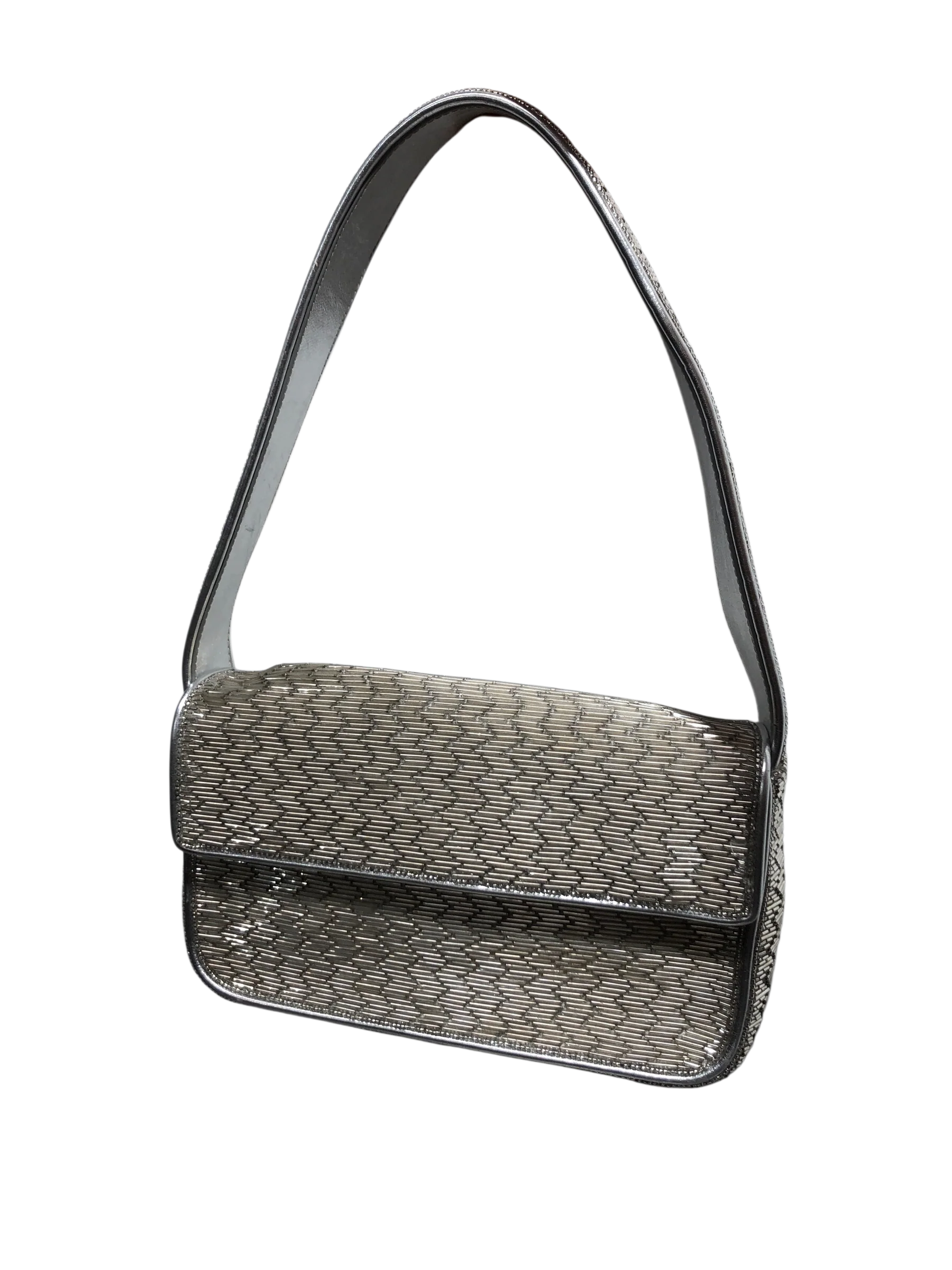 STAUD/Hand Bag/SLV/tommy beaded silver bag